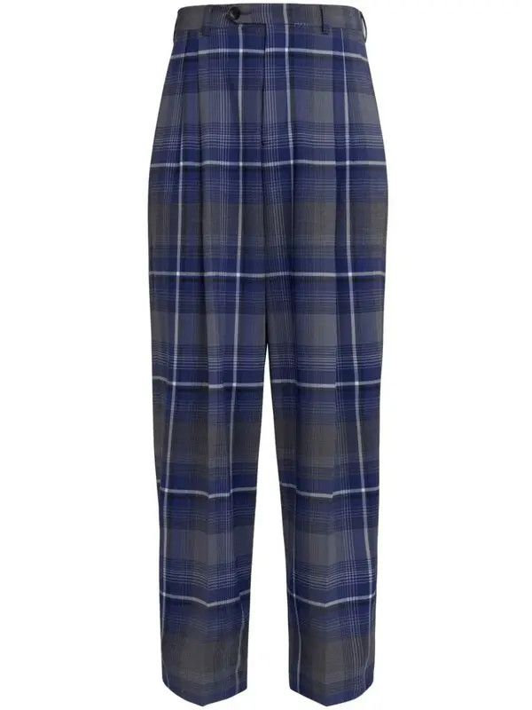 Marni o1w1db11125 Plaid Tapered Trousers in Blue Size US 32 / EU 48 - 1 Thumbnail