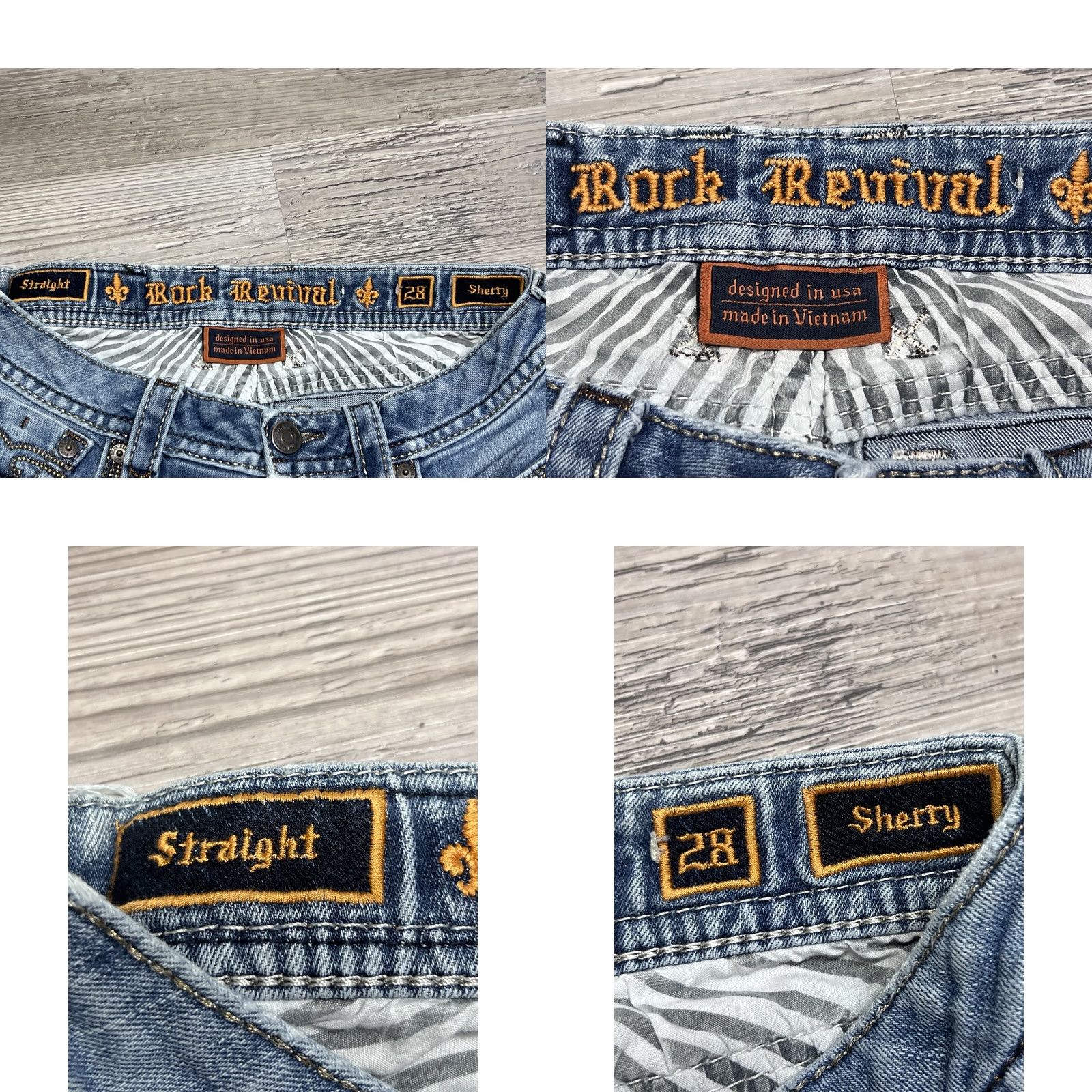 Vintage Rock Revival Jeans Womens Size 28 Sherry Straight Embroidered Pocket Denim Blue 5-Pocket Regular Rise Mid Vintage No Mens Womens Boys Girls Size 28" / US 6 / IT 42 - 9 Thumbnail