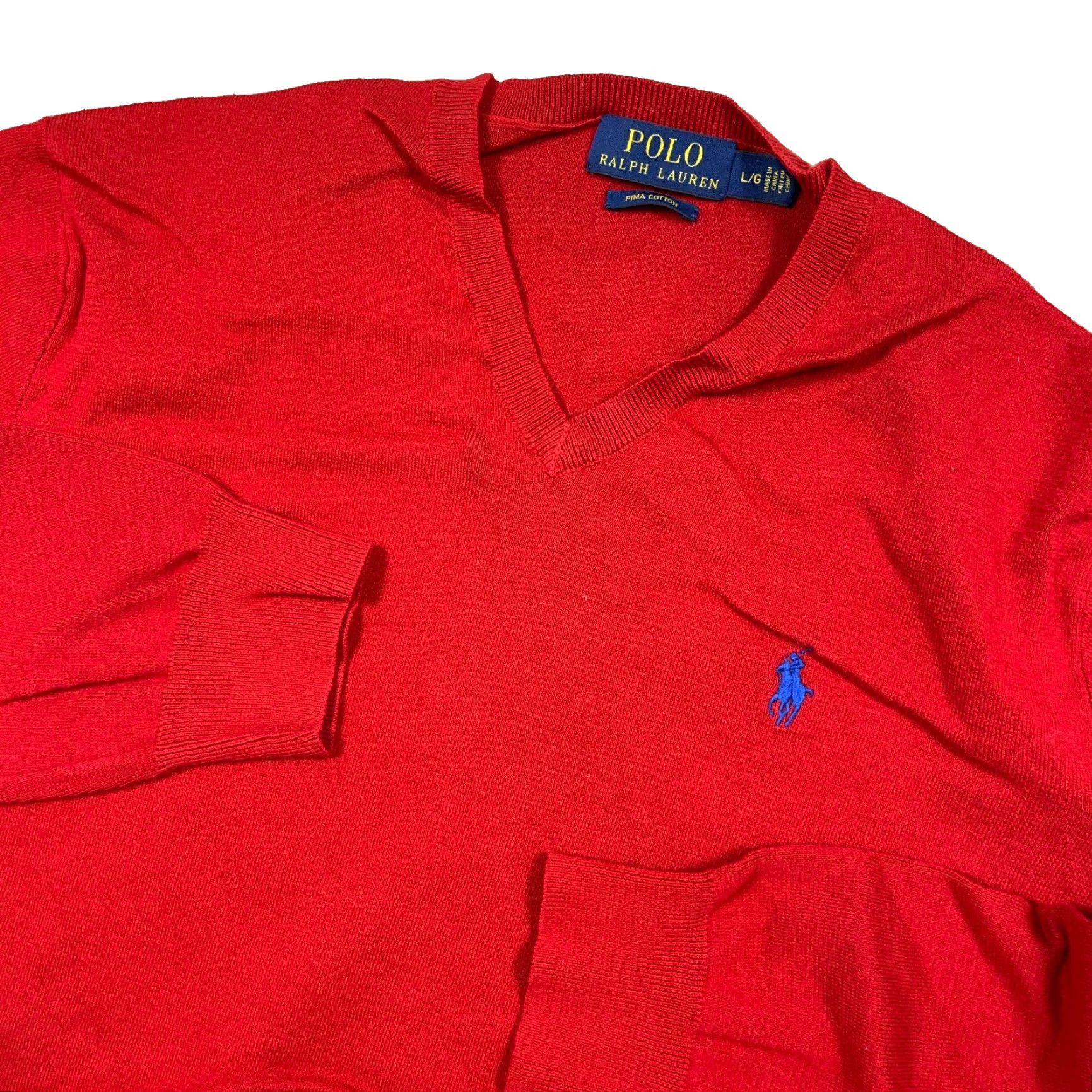 Polo Ralph Lauren Polo Ralph Lauren Sweater Men Large Red Pima Cotton V Neck Soft Golf Blue Pony Size US L / EU 52-54 / 3 - 2 Thumbnail