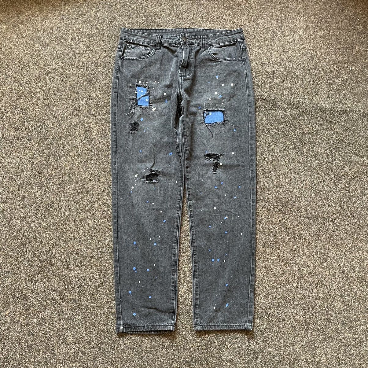Vintage Y2K Baggy Distressed Paint Splatter Jeans Grunge Skate Logo Size 34" / US 12 / IT 48 - 1 Thumbnail