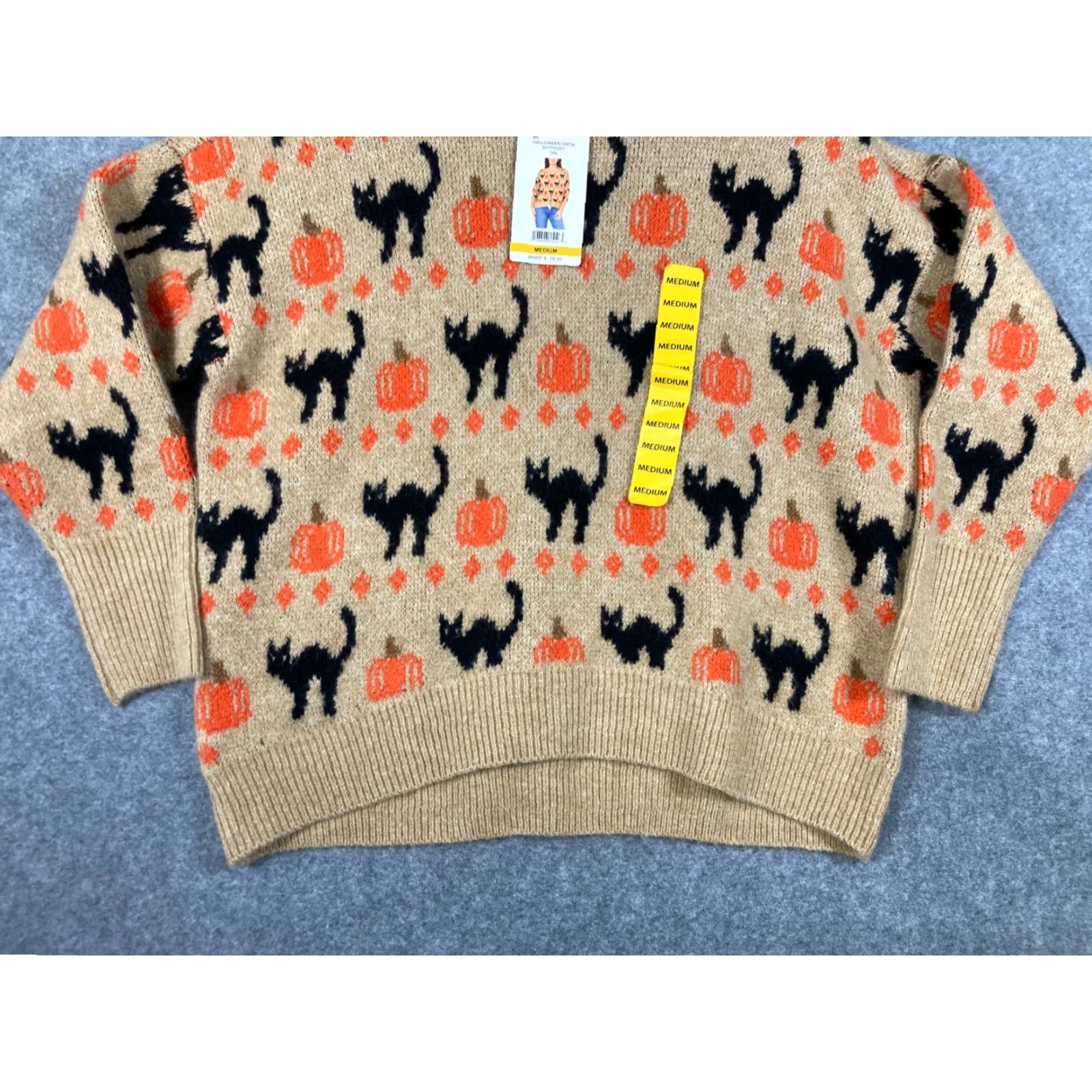 Vince Camuto Vince Camuto Pullover Halloween Sweater Womens Medium Tan Knit Crew Neck NWT Size M / US 6-8 / IT 42-44 - 4 Thumbnail