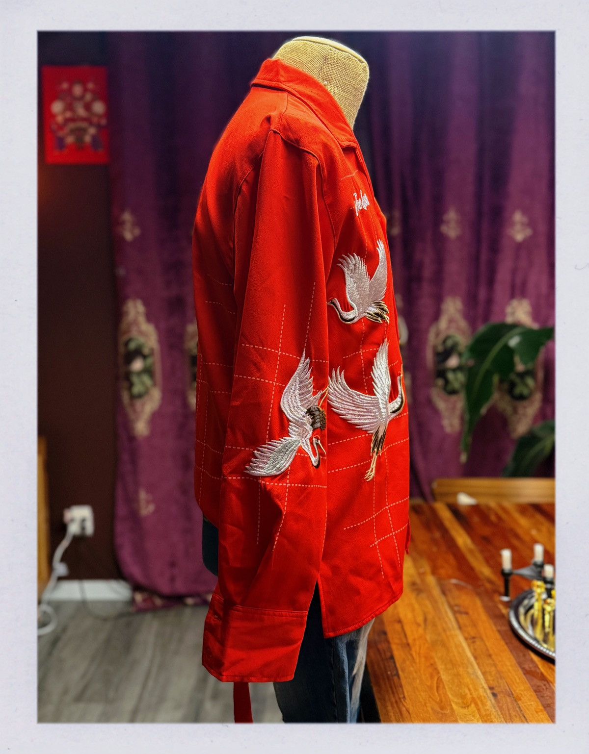 Other Red Embroidered Crane Shirt – Statement Asian-Inspired Size US M / EU 48-50 / 2 - 4 Thumbnail