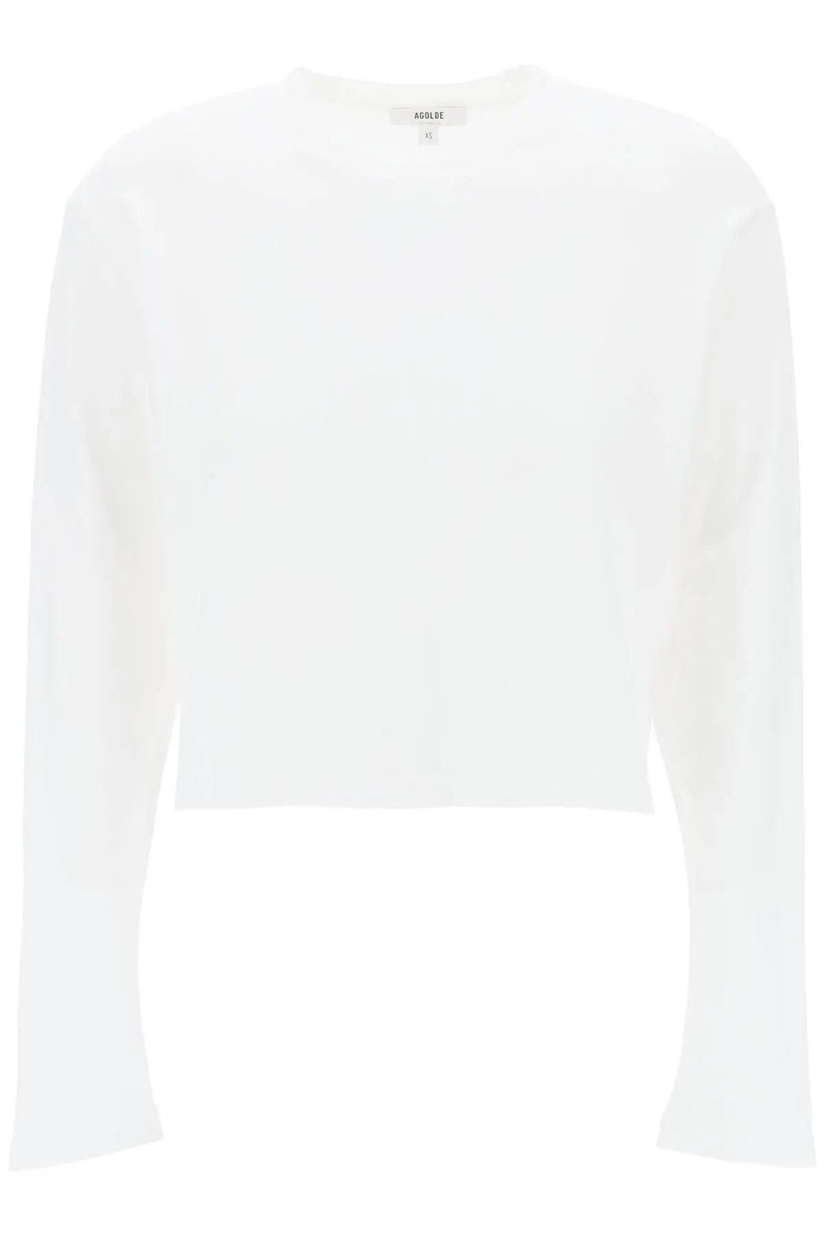 image of Agolde O1S22I1N0324 "cropped Long-Sleeved Mason T-Shirt In White, Women's (Size XS)