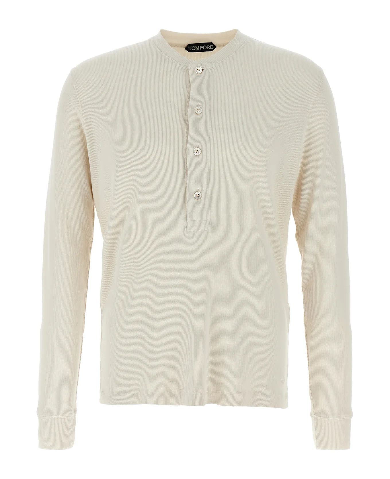 Tom Ford o1s22i1n0125 Henley T-Shirt in Beige Size US L / EU 52-54 / 3 - 1 Thumbnail