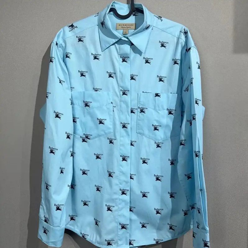 Burberry Burberry Men's Blue Cotton Blend Shirt Size US M / EU 48-50 / 2 - 1 Thumbnail