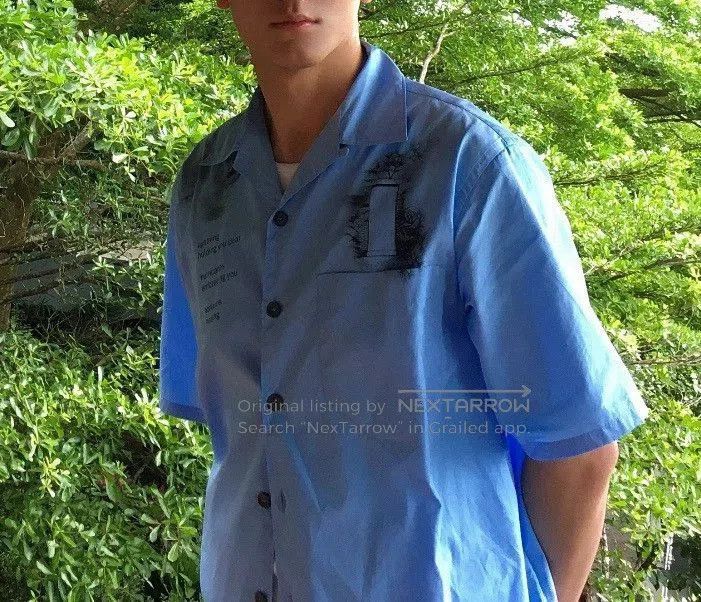 Prada Prada Blue Rose Print Short Sleeve Shirt. Size US L / EU 52-54 / 3 - 4 Thumbnail