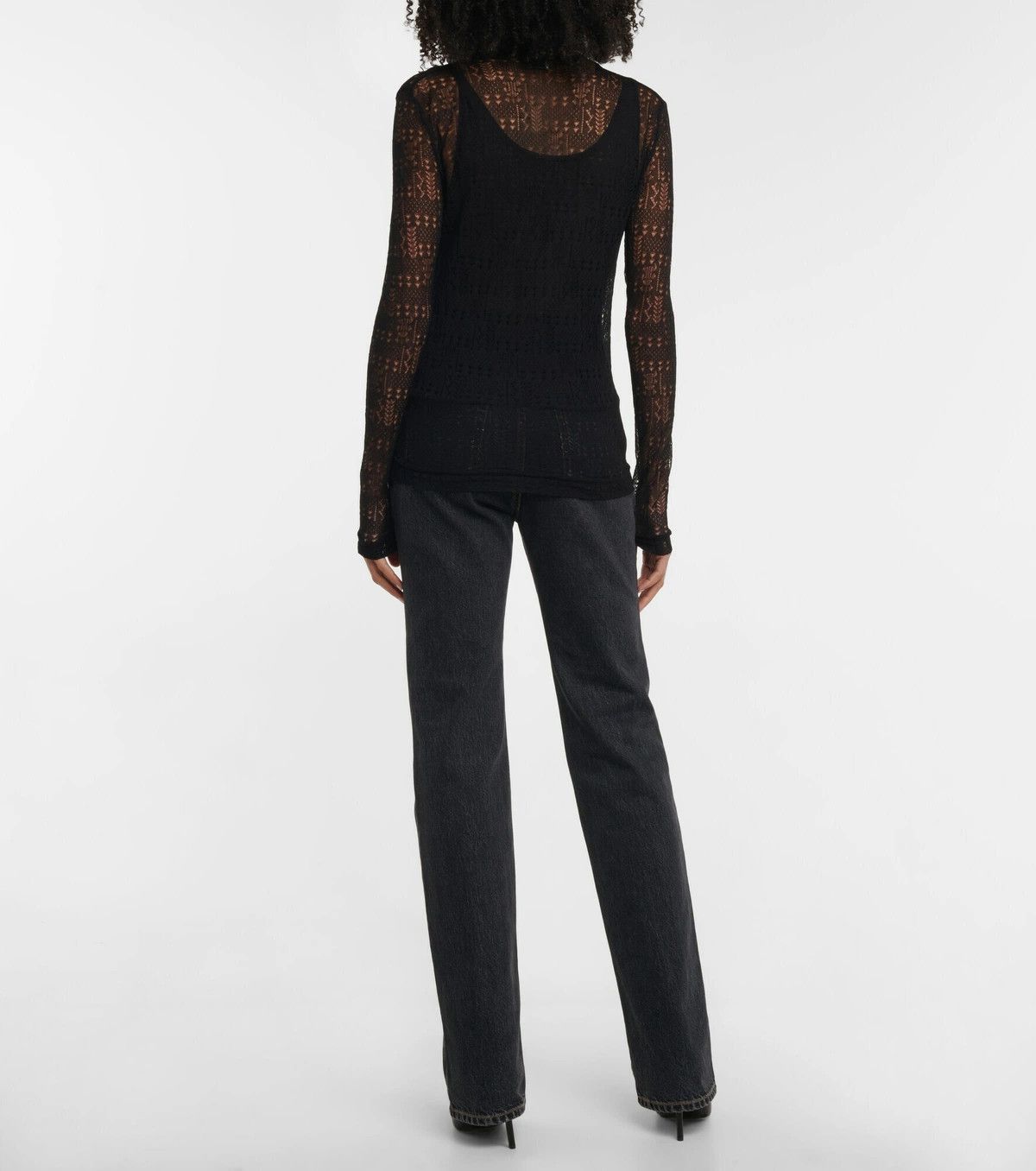 Saint Laurent Paris o1s1wg111224 Patterned Semi-Sheer Cardigan in Black Size L / US 10 / IT 46 - 3 Thumbnail