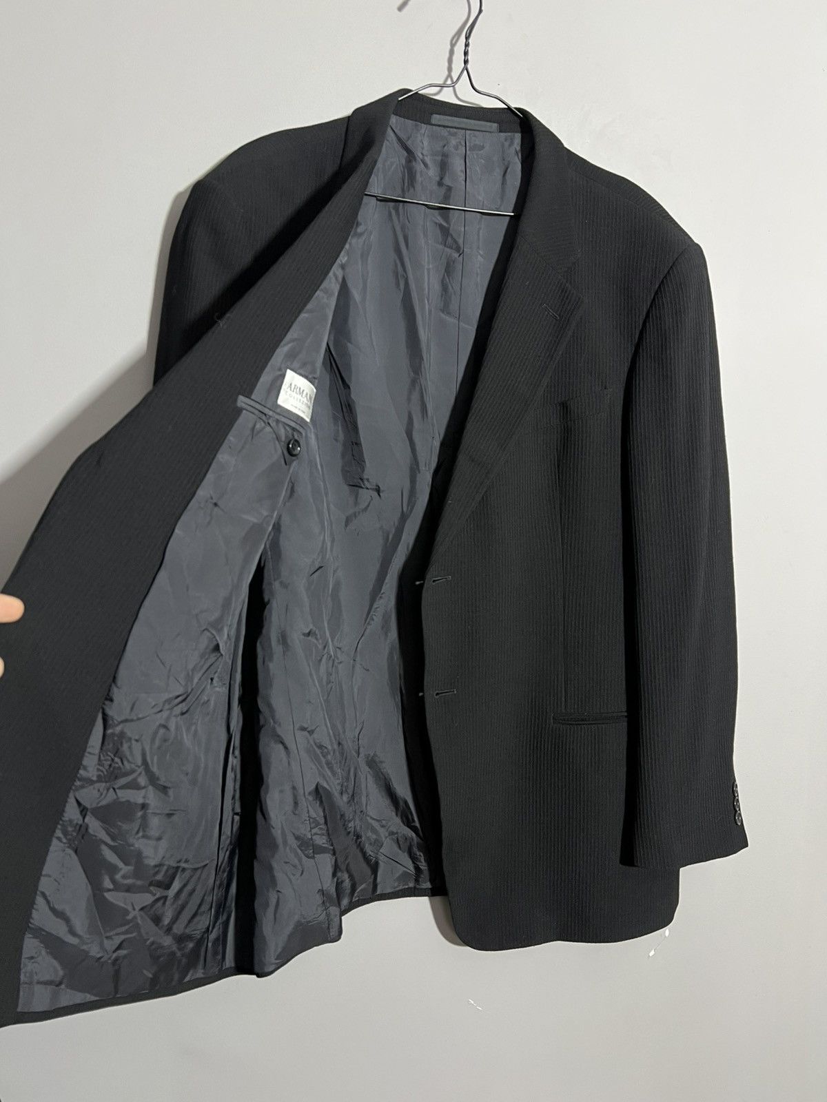 Armani × Armani Collezioni × Vintage Vintage Armani Collezioni Black Blazer Two Button Jacket Size 46R - 5 Thumbnail