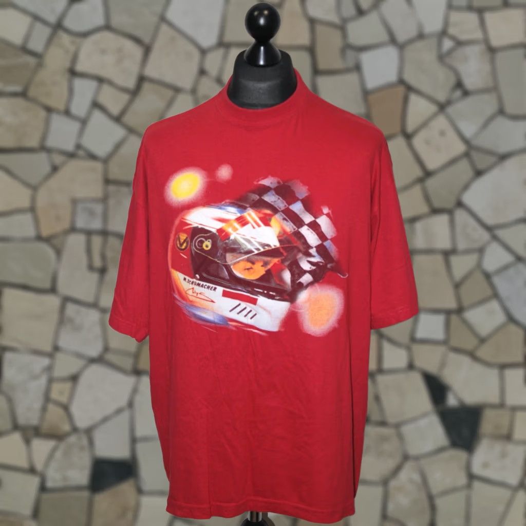 Ferrari VINTAGE Michael Schumacher Formula 1 F1 Ferrari Mens Shirt XL Red Short Sleeve Collared T-shirt 90s Size US XL / EU 56 / 4 - 1 Thumbnail
