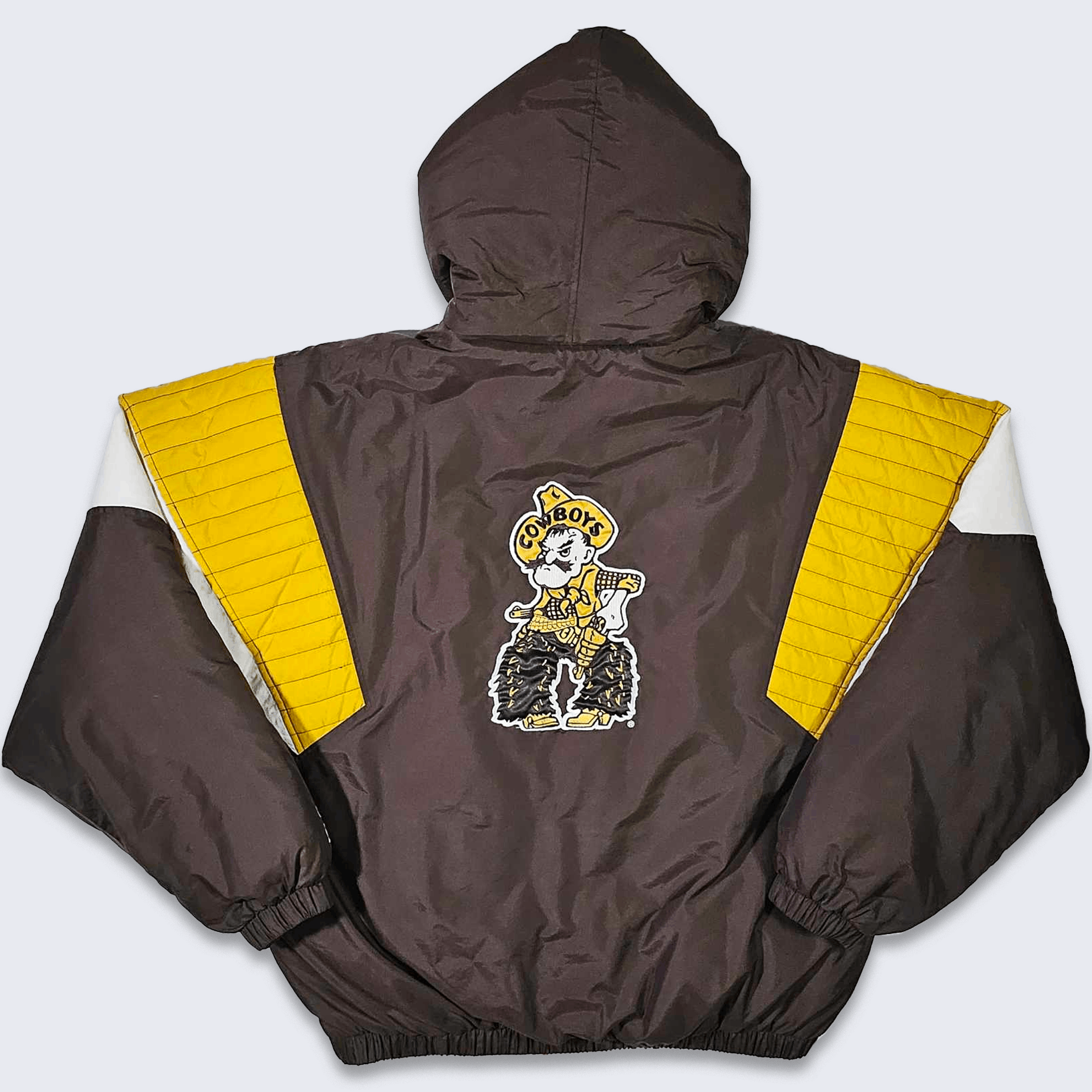 image of Wyoming Cowboys Vintage 90's Starter Jacket in Brown Yellow, Men's (Size XL)