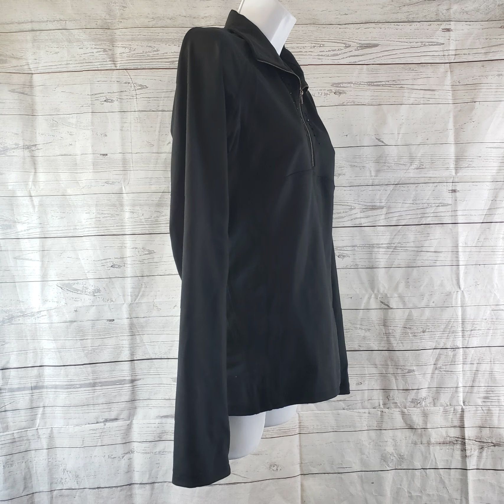 Spyder Spyder 1/4 Zip Pullover Shirt Women's Size 10 Black Rhinestones Long Sleeve Activewear Size L / US 10 / IT 46 - 3 Thumbnail