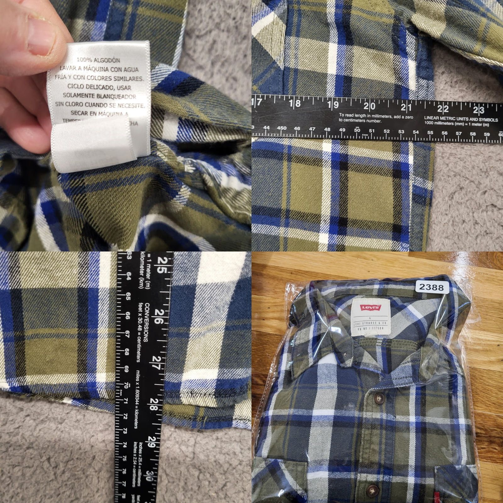 Levi's Levi's Button-Up Flannel Shirt Men L Green Plaid Long Sleeve Pockets Casual Workwear Vintage No Size US L / EU 52-54 / 3 - 8 Thumbnail