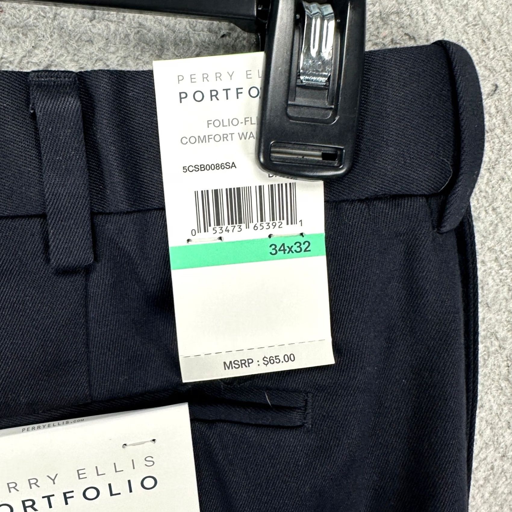 Perry Ellis Perry Ellis Men Premium Twill Dress Pants 34X32 Blue Flat Front Straight Leg NEW Size US 34 / EU 50 - 7 Thumbnail