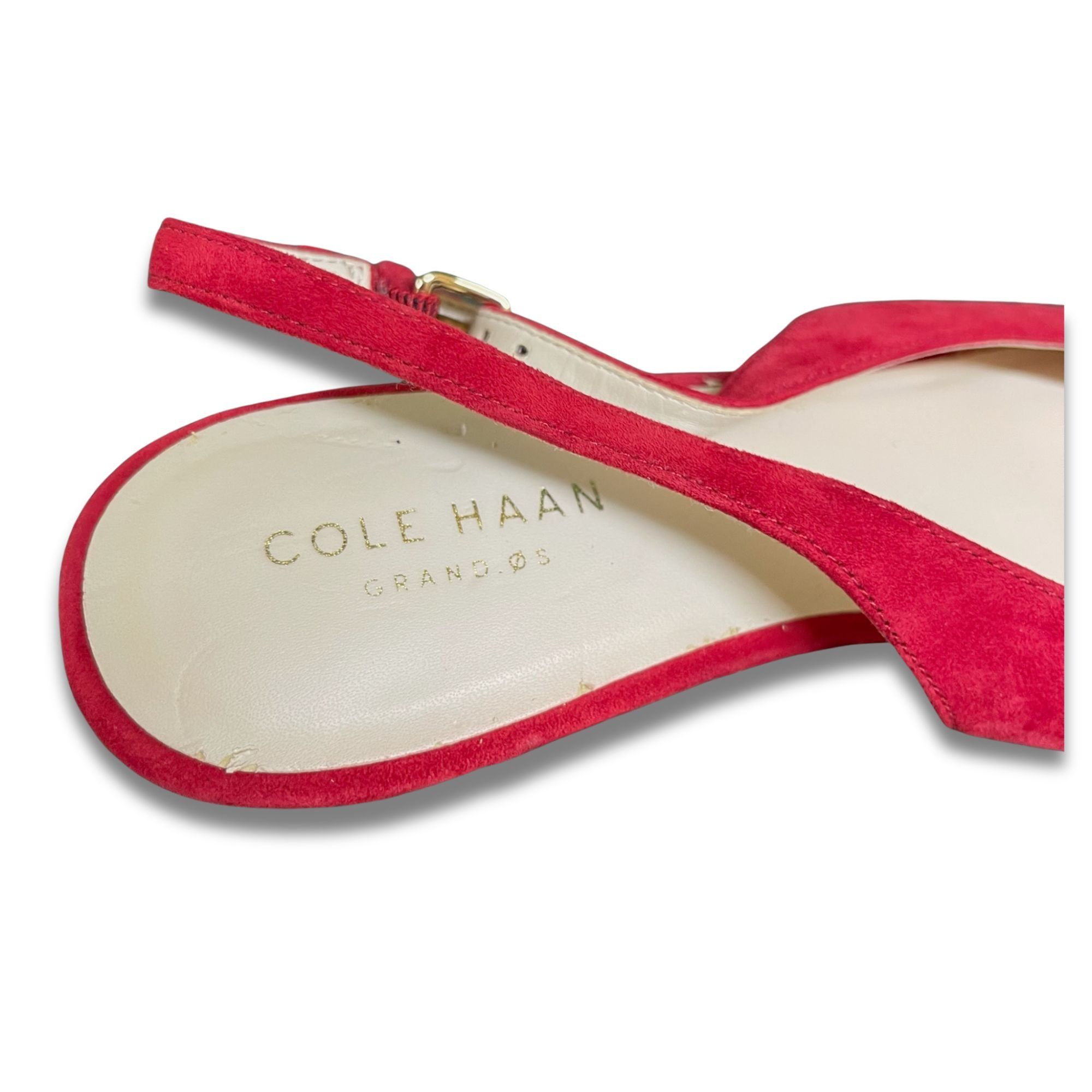 Cole Haan Cole Haan Tali Bow Slingback Pumps Red Suede Pointed Toe Kit Size US 7.5 / IT 37.5 - 8 Thumbnail