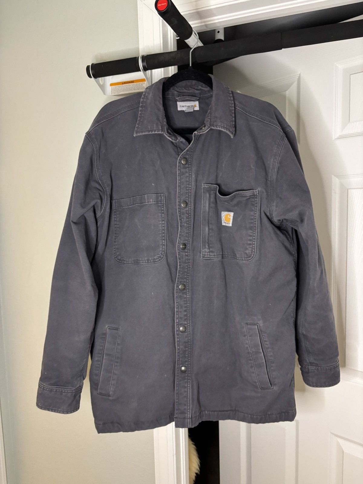 Carhartt Grey Carhartt Mens Work Jacket Flannel Lined Heavy Duty Coat Size US L / EU 52-54 / 3 - 1 Thumbnail