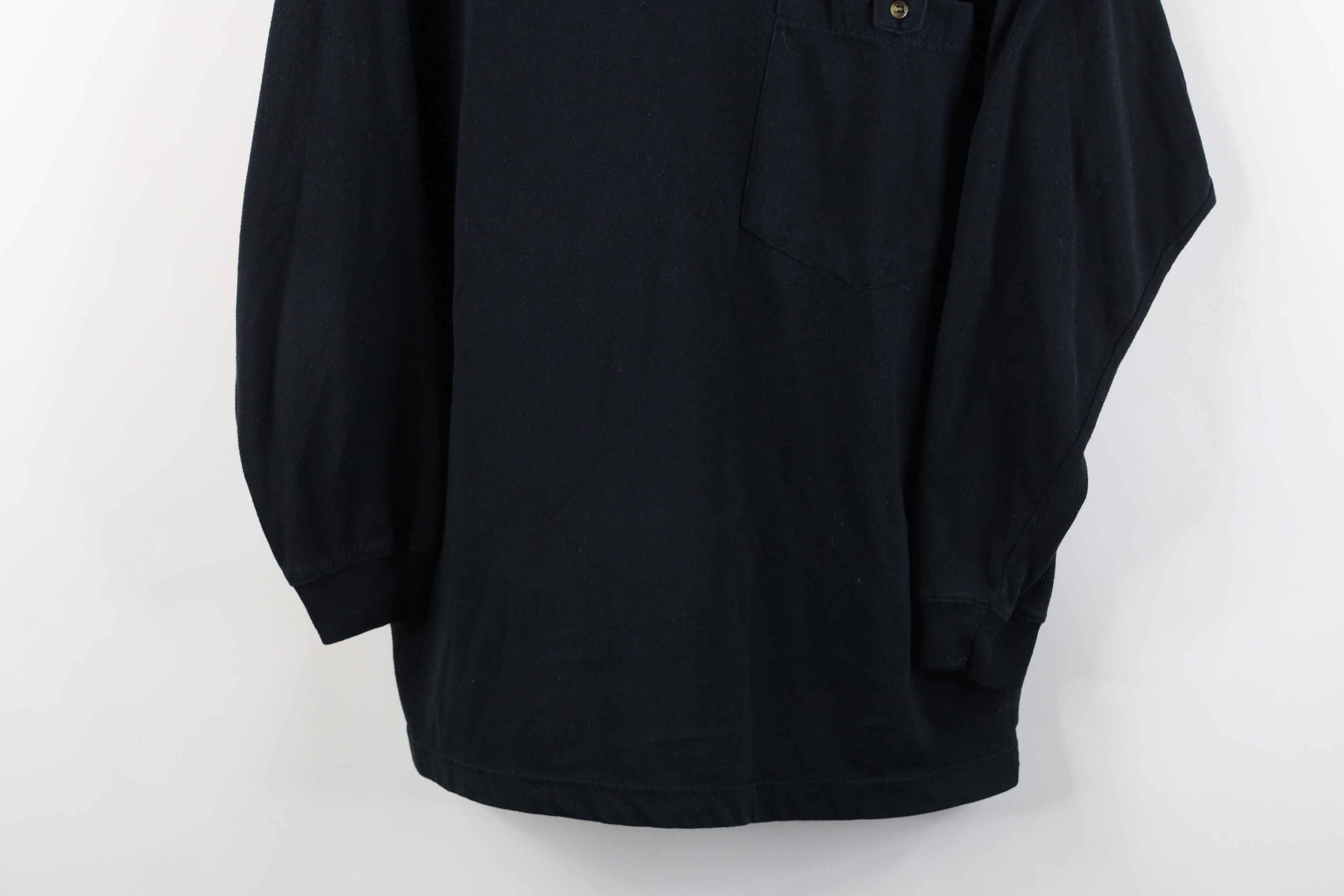 Vintage Vintage 90s Streetwear Blank Knit Big Pocket T-Shirt Black Size L / US 10 / IT 46 - 3 Thumbnail