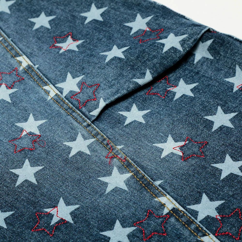 Jean Men's trendy street silhouette star print scimitar jeans Size US 32 / EU 48 - 6 Thumbnail
