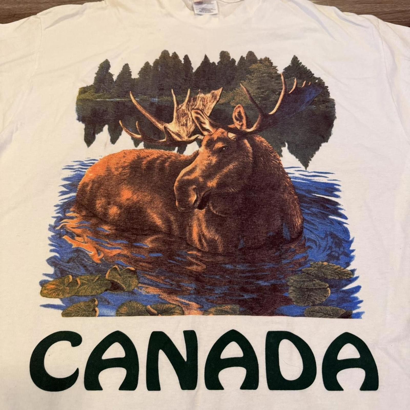 Hanes Vintage moose Canada big print t shirt 90s XL Size US XL / EU 56 / 4 - 4 Thumbnail