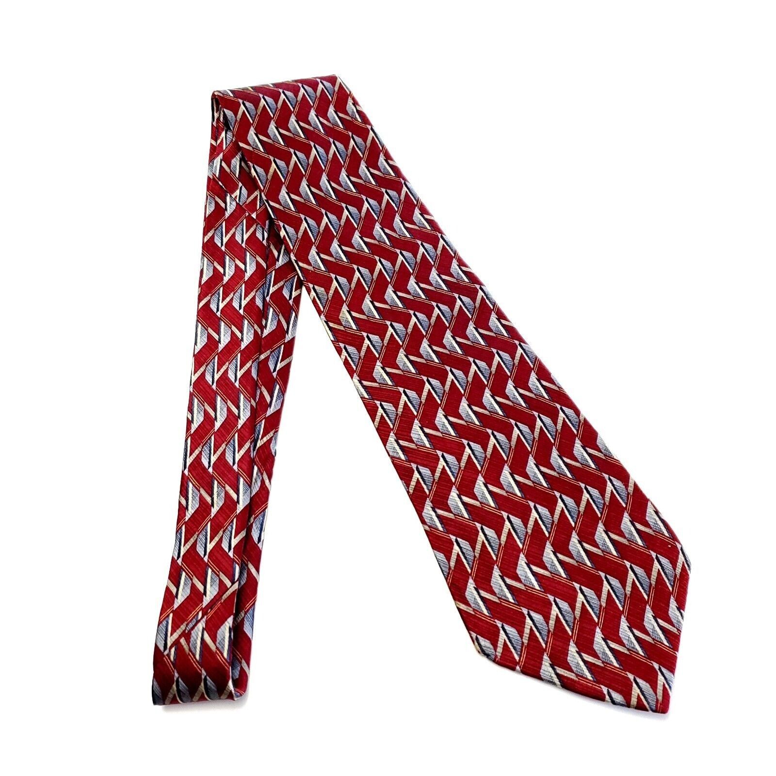 Stafford Stafford Red Print Abstract Geometric Short Wide Silk Tie Size ONE SIZE - 6 Thumbnail
