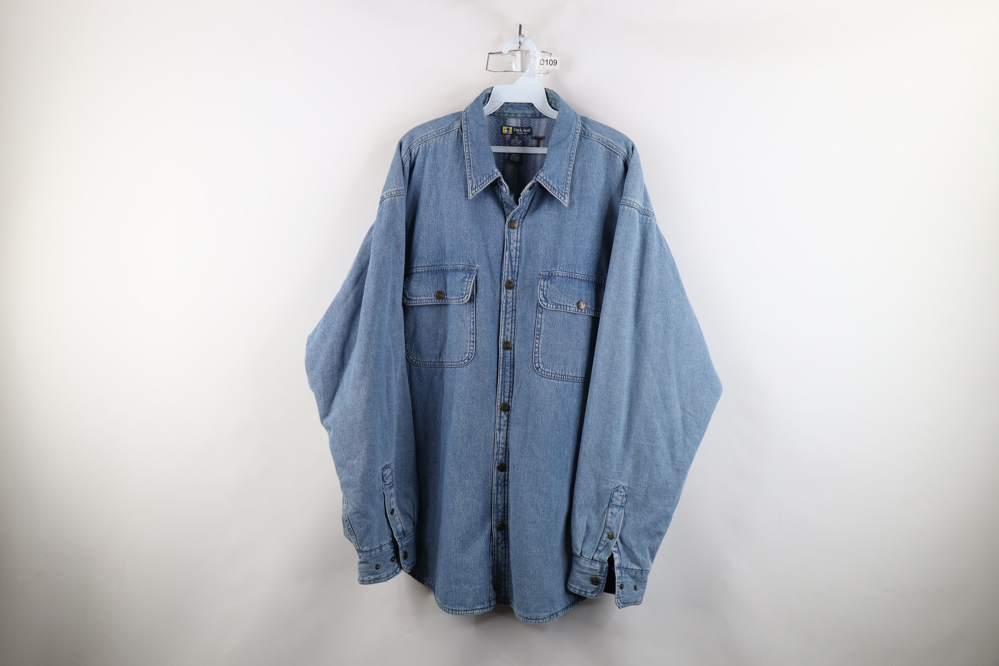 Vintage Vintage 90s Streetwear Lined Denim Button Shirt Jacket Size US XL / EU 56 / 4 - 1 Thumbnail
