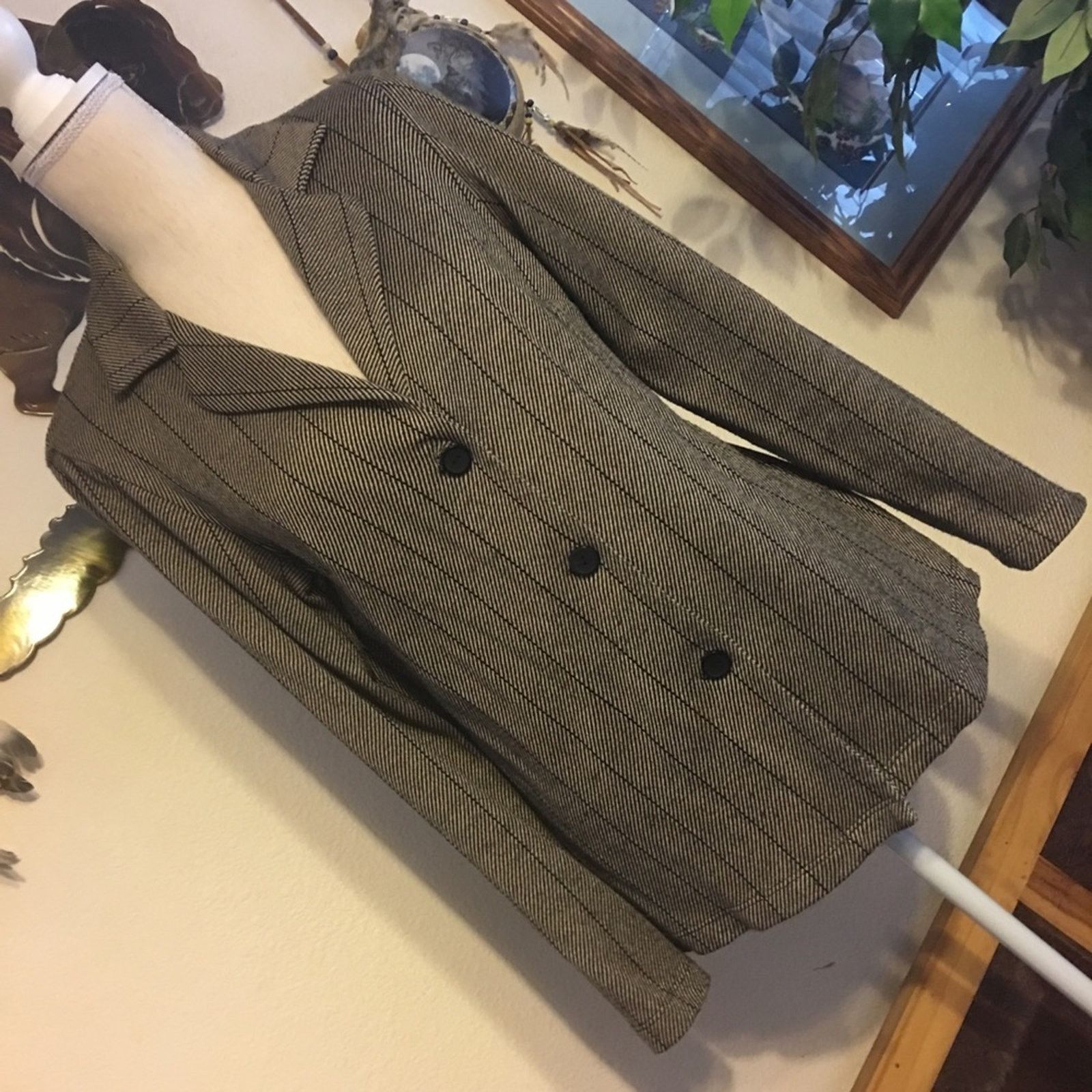 Vintage Ingredients tan/black pattern button front jacket Size S / US 4 / IT 40 - 2 Thumbnail