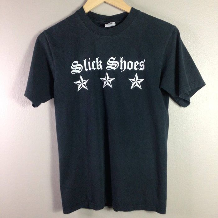 Anvil Vintage 90s SLICK SHOES Punk Rock Skate Band T Shirt Black S