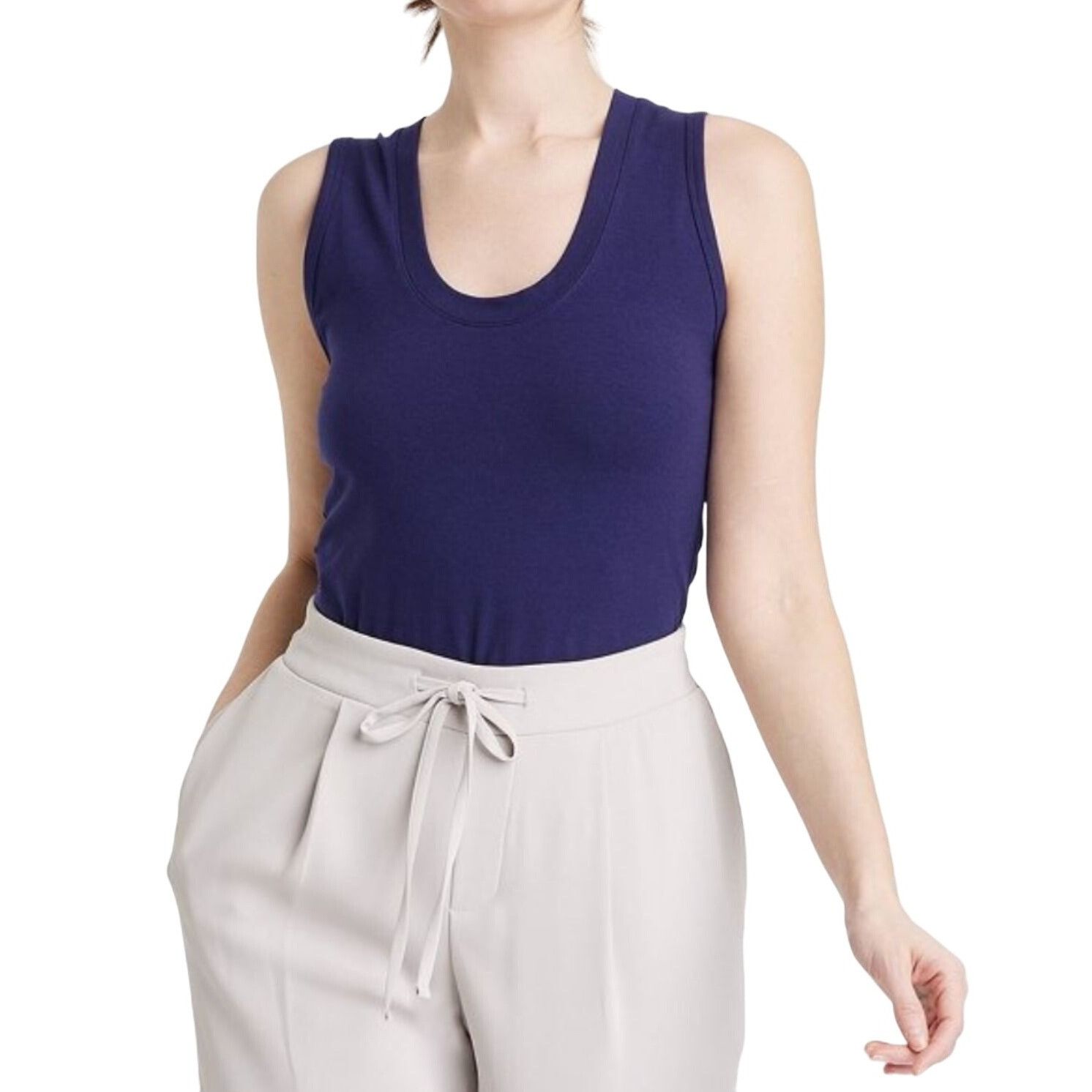 Other A New Day - Women's U-Neck Slim Fit Tank Top - Navy Blue - E Size XS / US 0-2 / IT 36-38 - 1 Thumbnail