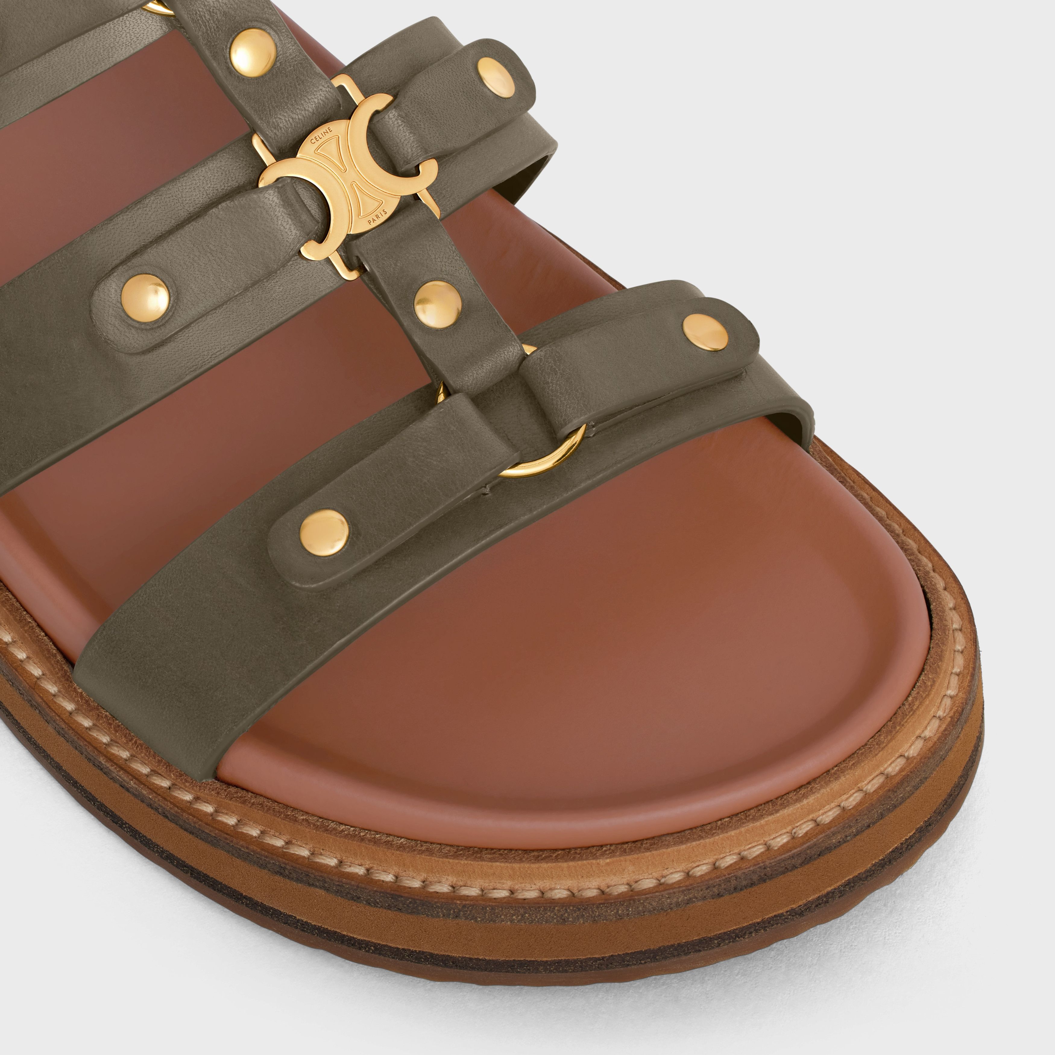 Celine o1bcso1str0925 352343778C Tippi Slides in Dark Olive Size US 6 / IT 36 - 4 Thumbnail