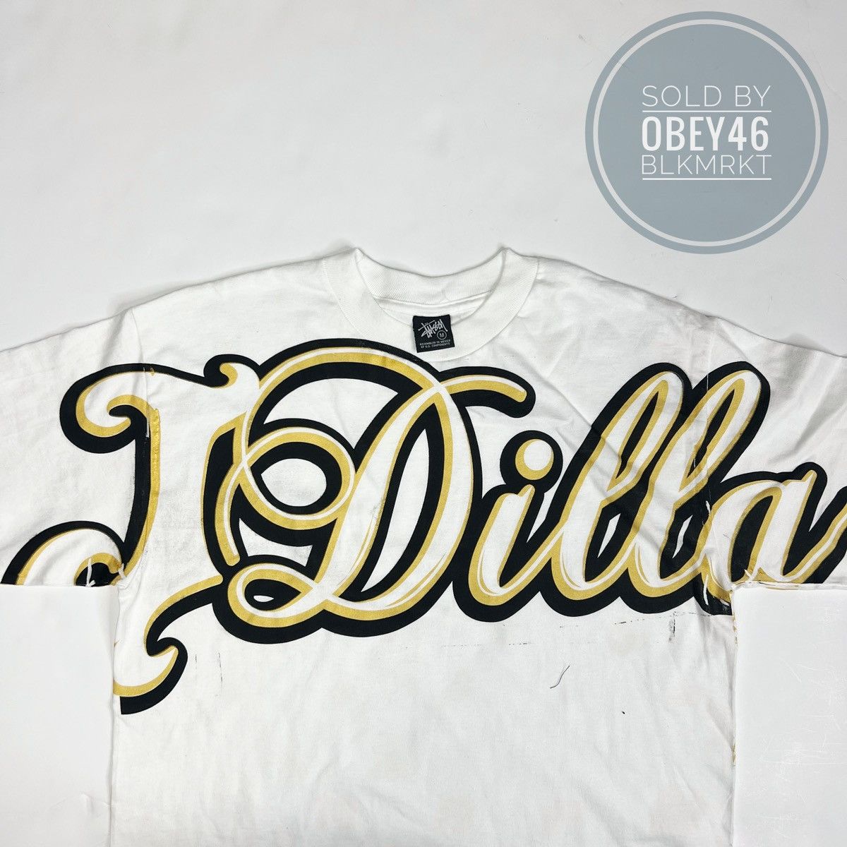 Rare J DILLA X STUSSY Collaboration White T-Shirt Sample M