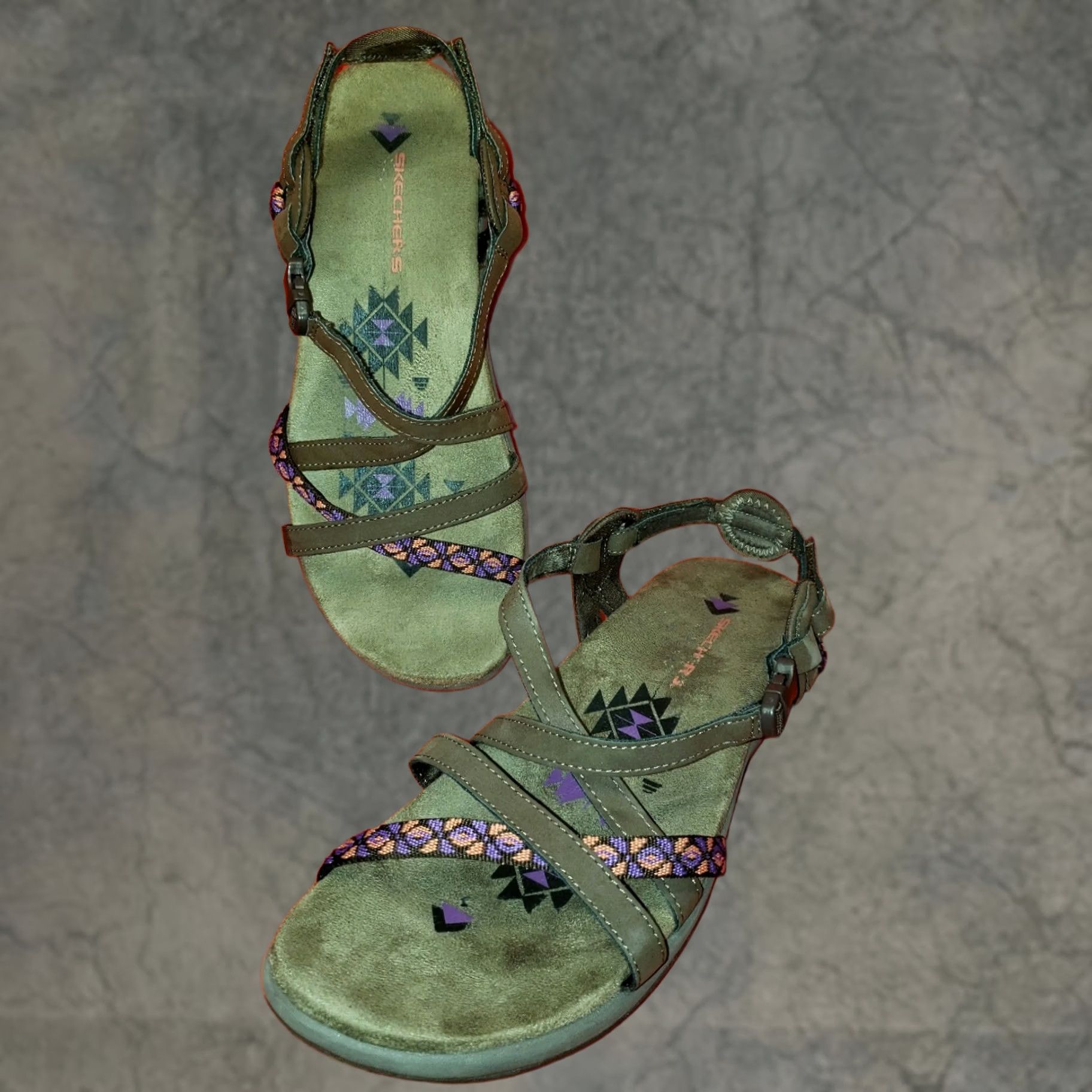 SKECHERS Skechers Women's Strappy Footbed Sandals Size 9M Brown Multicolored Accent Strap Casual Womens Shoes Size US 9 / IT 39 - 1 Thumbnail