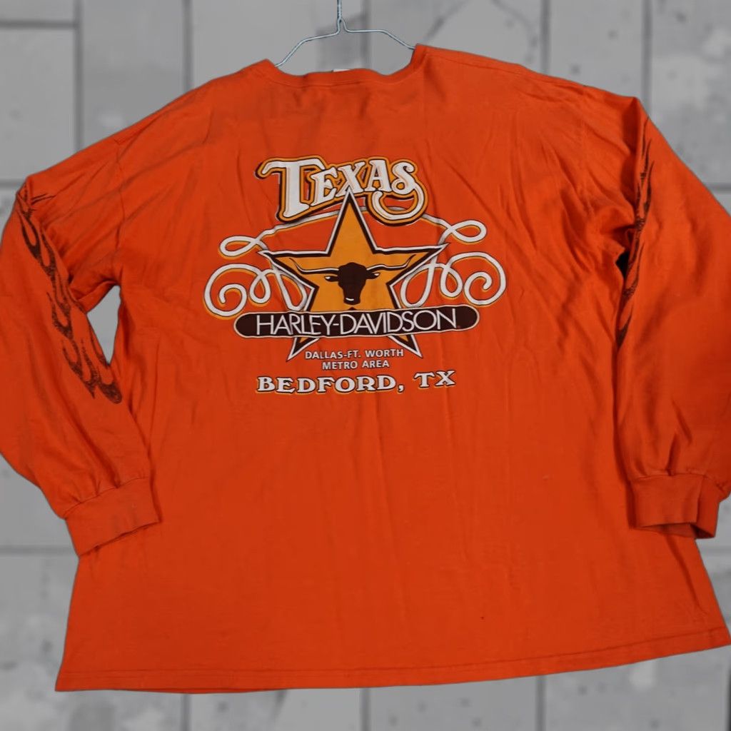 Harley Davidson VINTAGE Harley-Davidson T-shirt Long Sleeve Men's L Orange 2005 USA Size US L / EU 52-54 / 3 - 1 Thumbnail