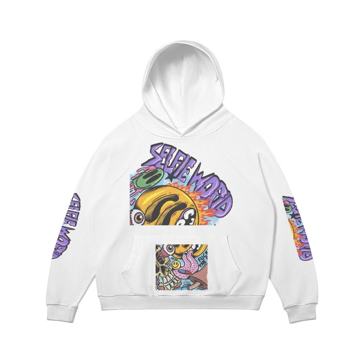 image of Designer Selfieworld Hoodie in White, Men's (Size Large)