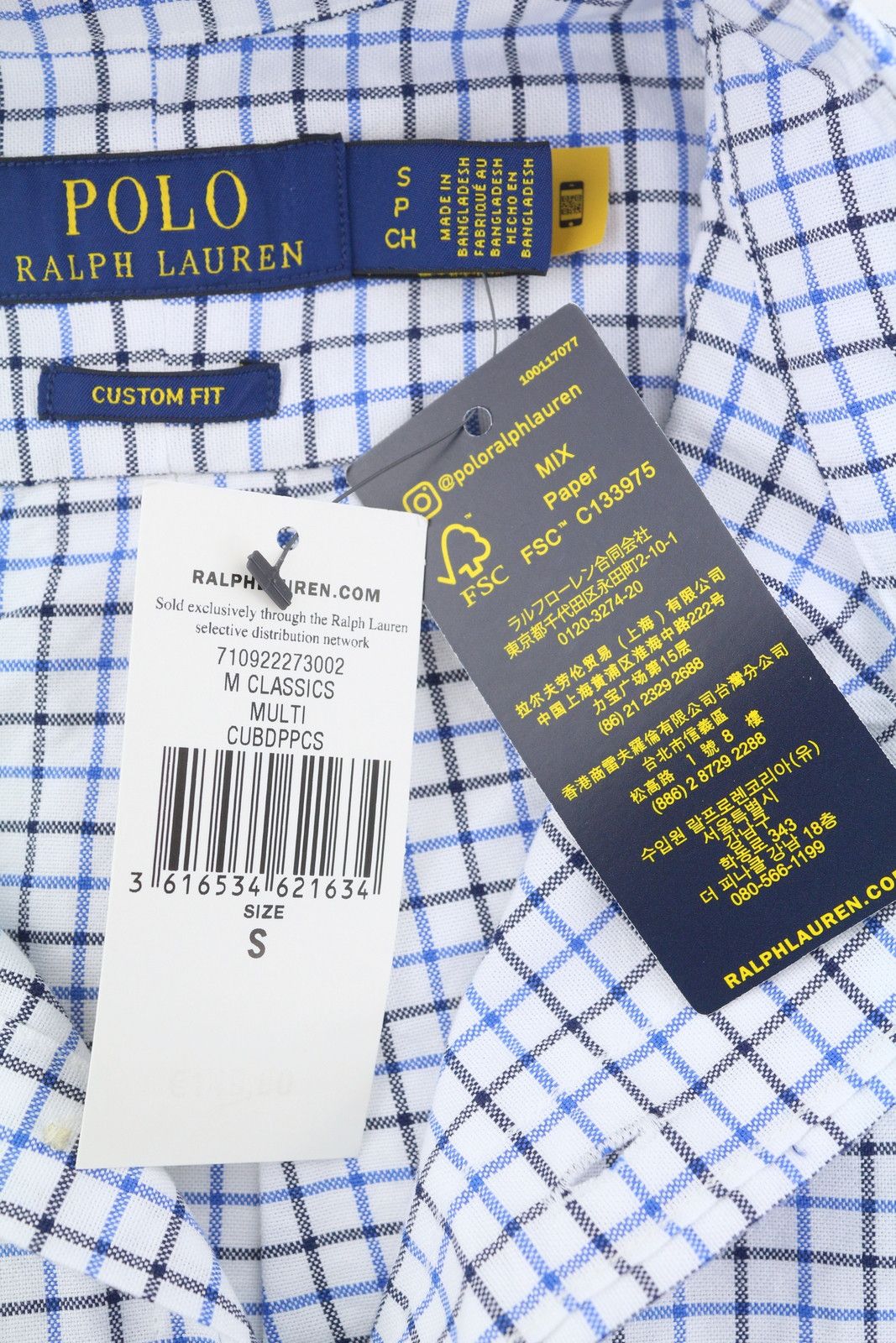 Ralph Lauren S White Check Custom Fit Button-Down Neck Logo 87003 Size US S / EU 44-46 / 1 - 9 Thumbnail