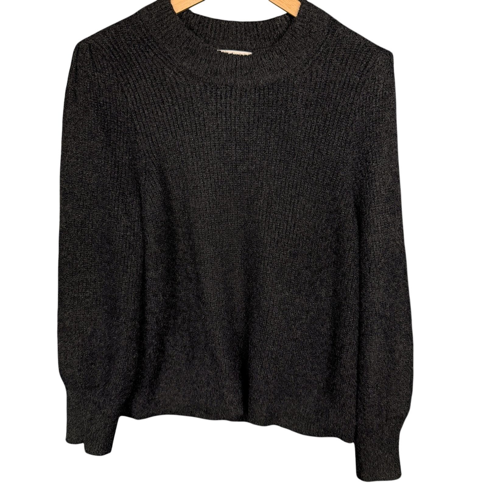 Madewell Madewell Women's Large Black Ribbed Funnel Neck Sweater Size L / US 10 / IT 46 - 8 Thumbnail