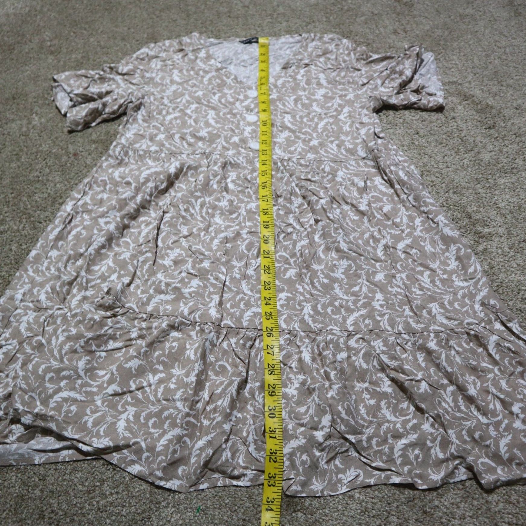 Shein SheIn Floral Hawaiian Short Sleeve Tunic Dress Womens Large Brown Size L / US 10 / IT 46 - 6 Thumbnail