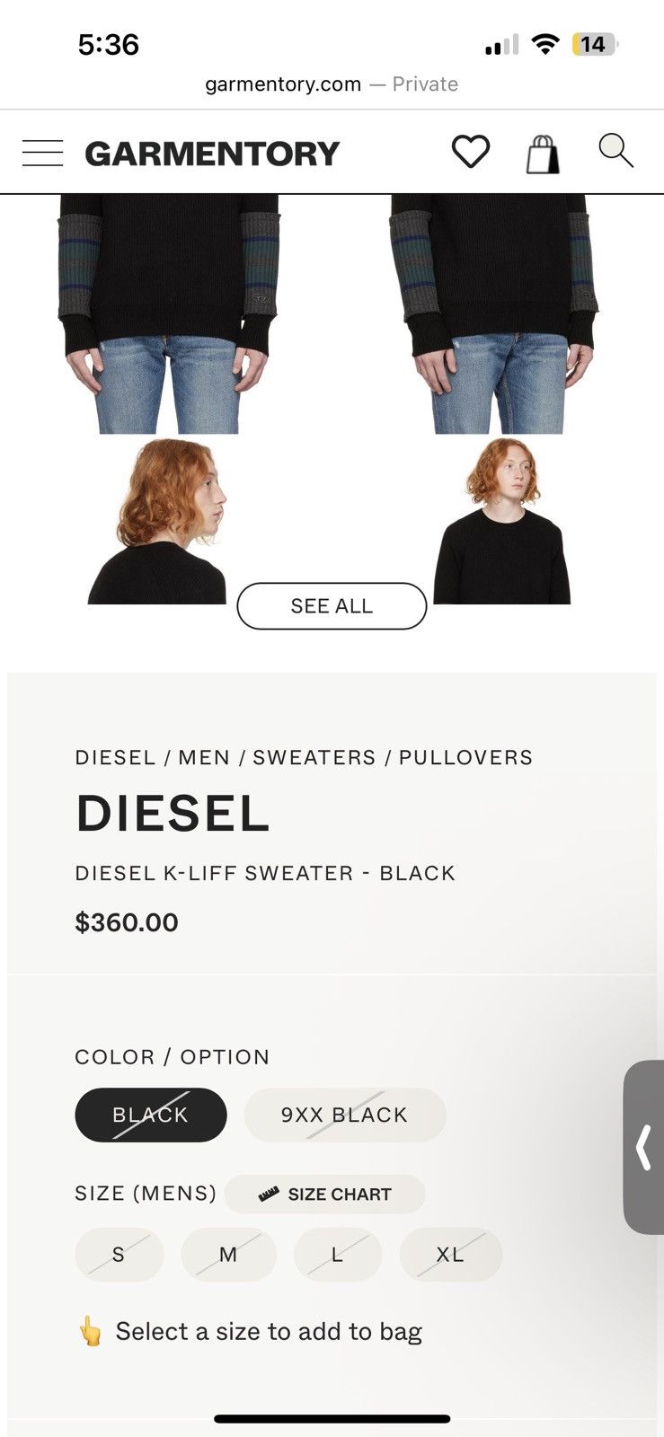 Diesel Diesel K Liff Rib Knit Wool Sweater Size US L / EU 52-54 / 3 - 10 Thumbnail