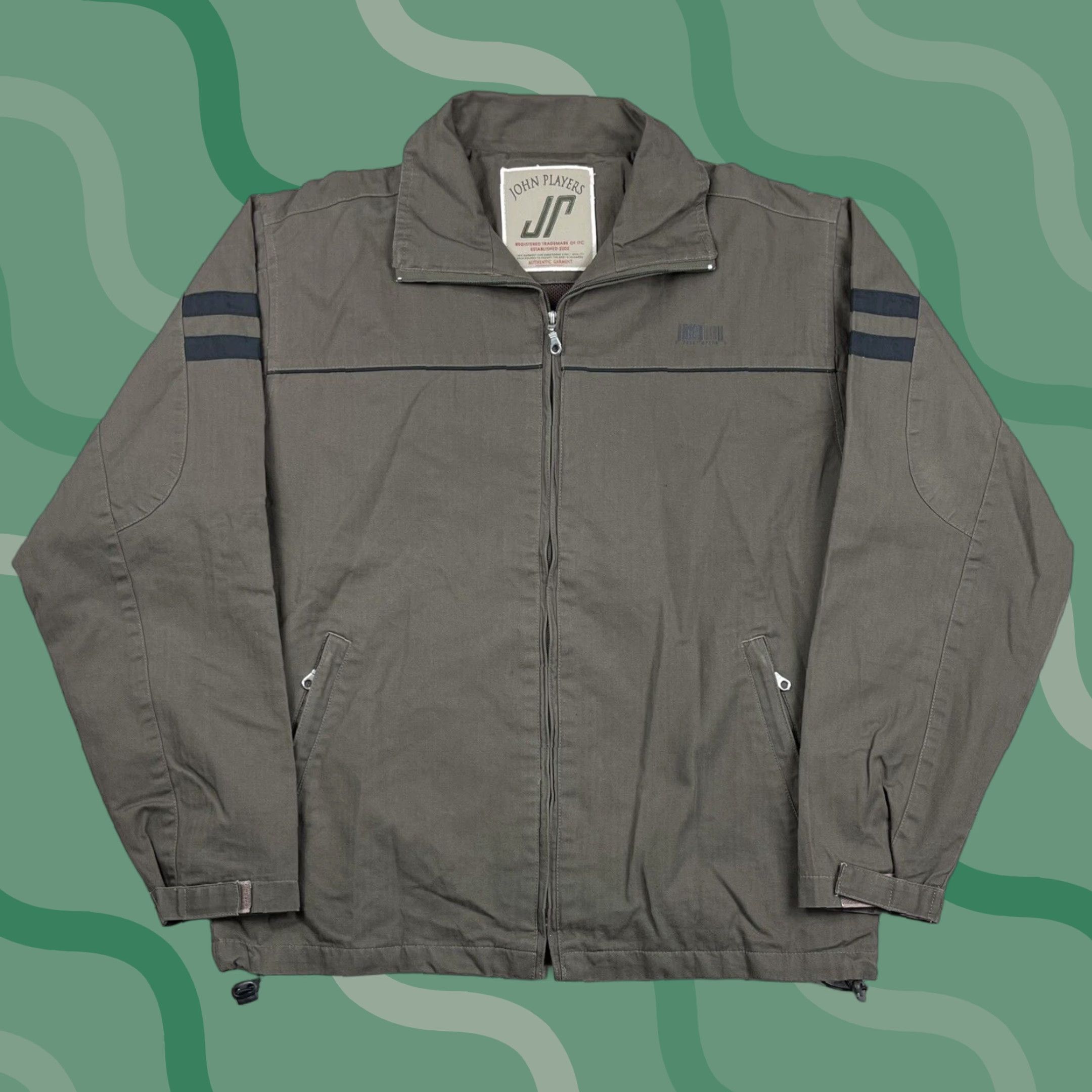 Vintage VINTAGE John Players Bomber Jacket Gray Size L Cotton Blend Zippered Pockets Mens Size US L / EU 52-54 / 3 - 1 Thumbnail