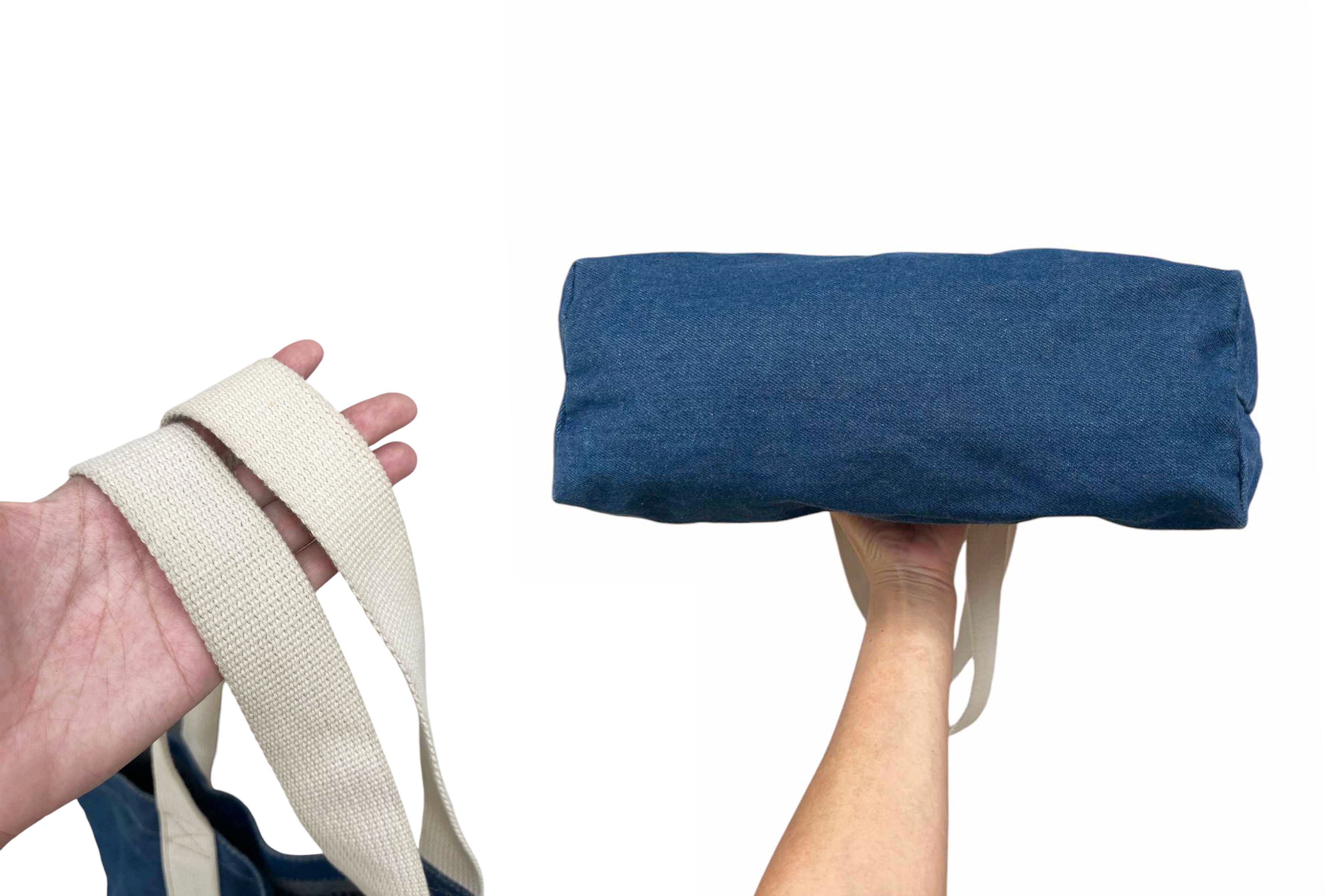 Japanese Brand Mt. Rainier Blue denim Large size tote bag // shoulder bag Size ONE SIZE - 5 Thumbnail