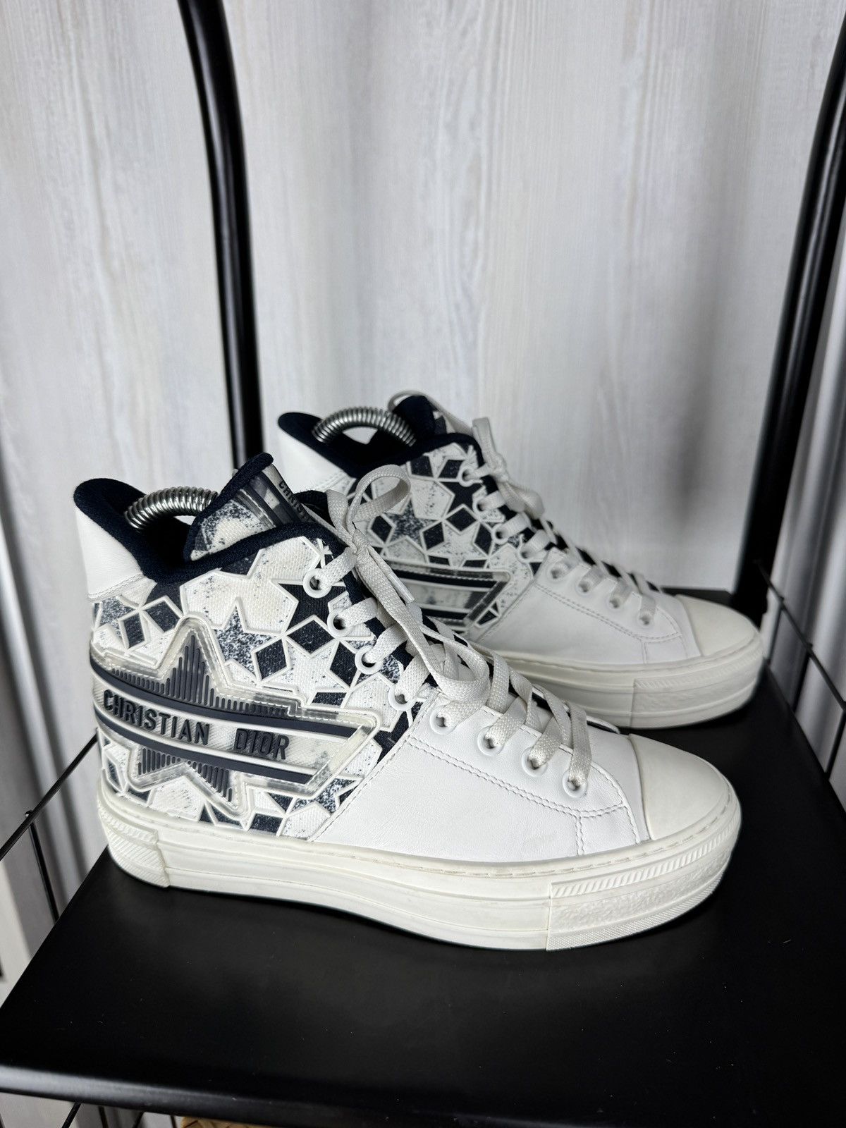 Dior Dior Walk'n'Dior Star Star Lace Up High Top Leather Sneakers Size US 4.5 / IT 34.5 - 4 Thumbnail