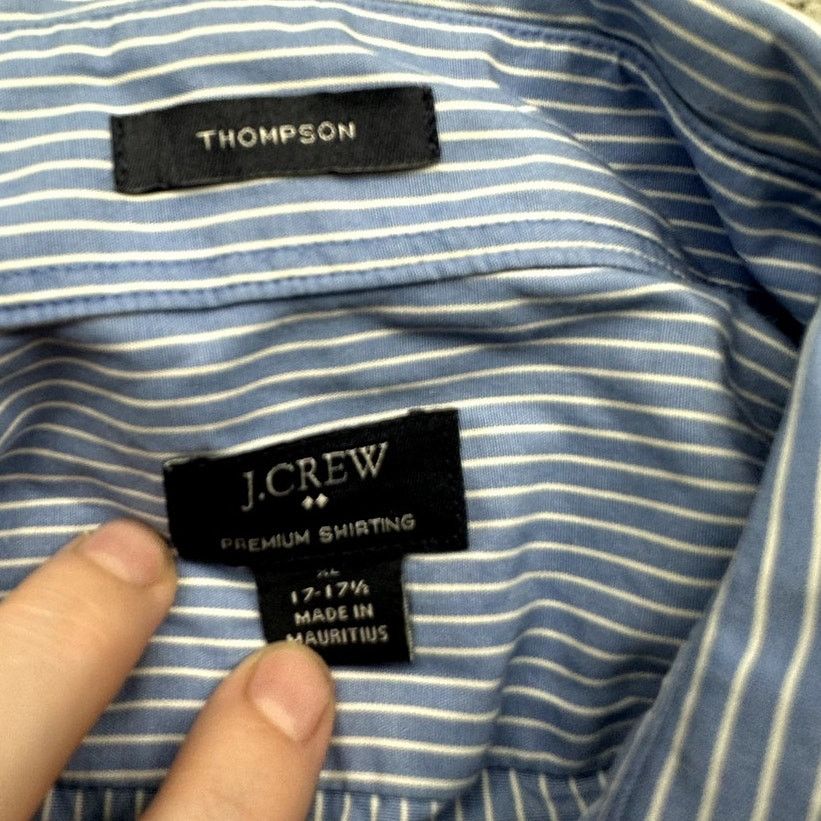 J.Crew J Crew Thompson Button Up Dress Shirt Mens XL Blue Striped Size US XL / EU 56 / 4 - 3 Thumbnail