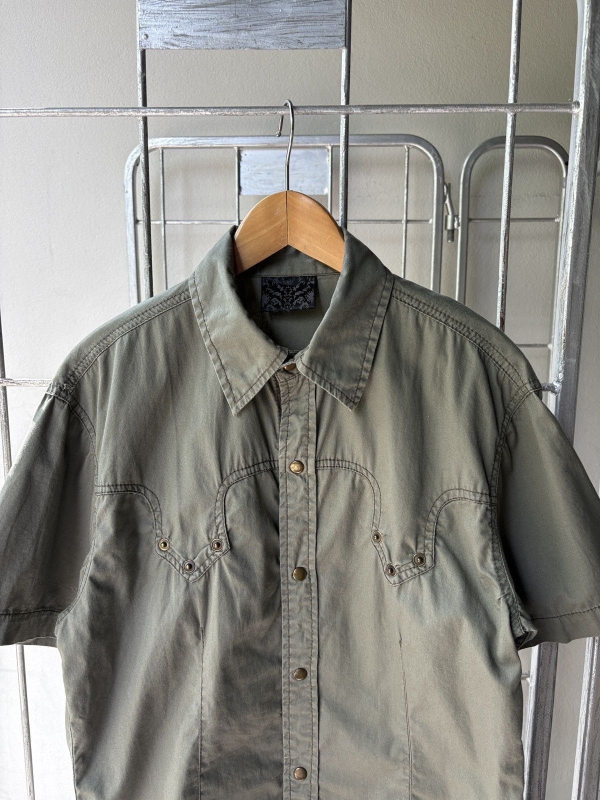Japanese Brand Punk Y2K western olive green shirt Size US M / EU 48-50 / 2 - 2 Thumbnail