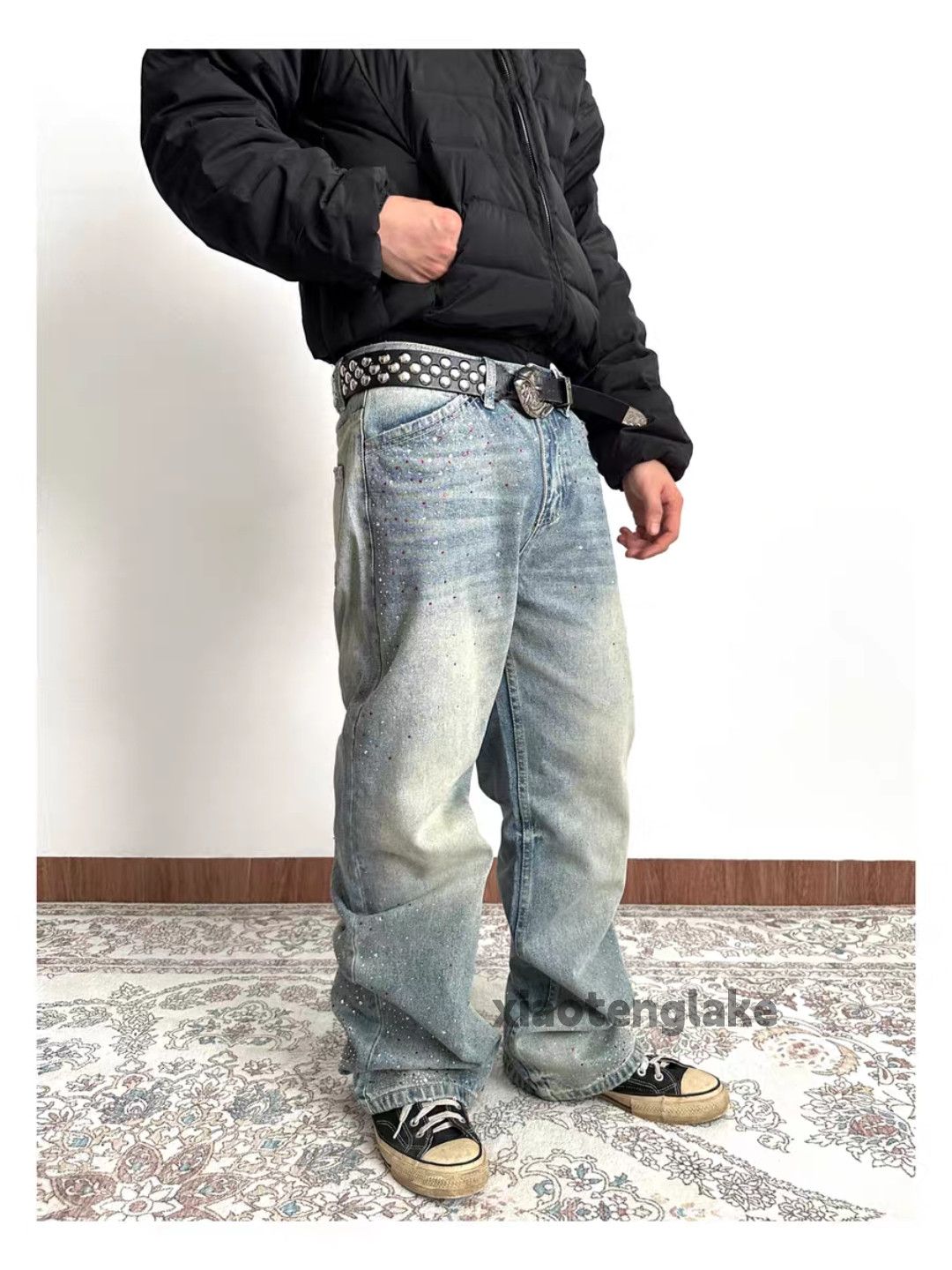 Jean xz vintage distressed faded wide Leg flared hiphop jeans Size US 28 / EU 44 - 8 Thumbnail