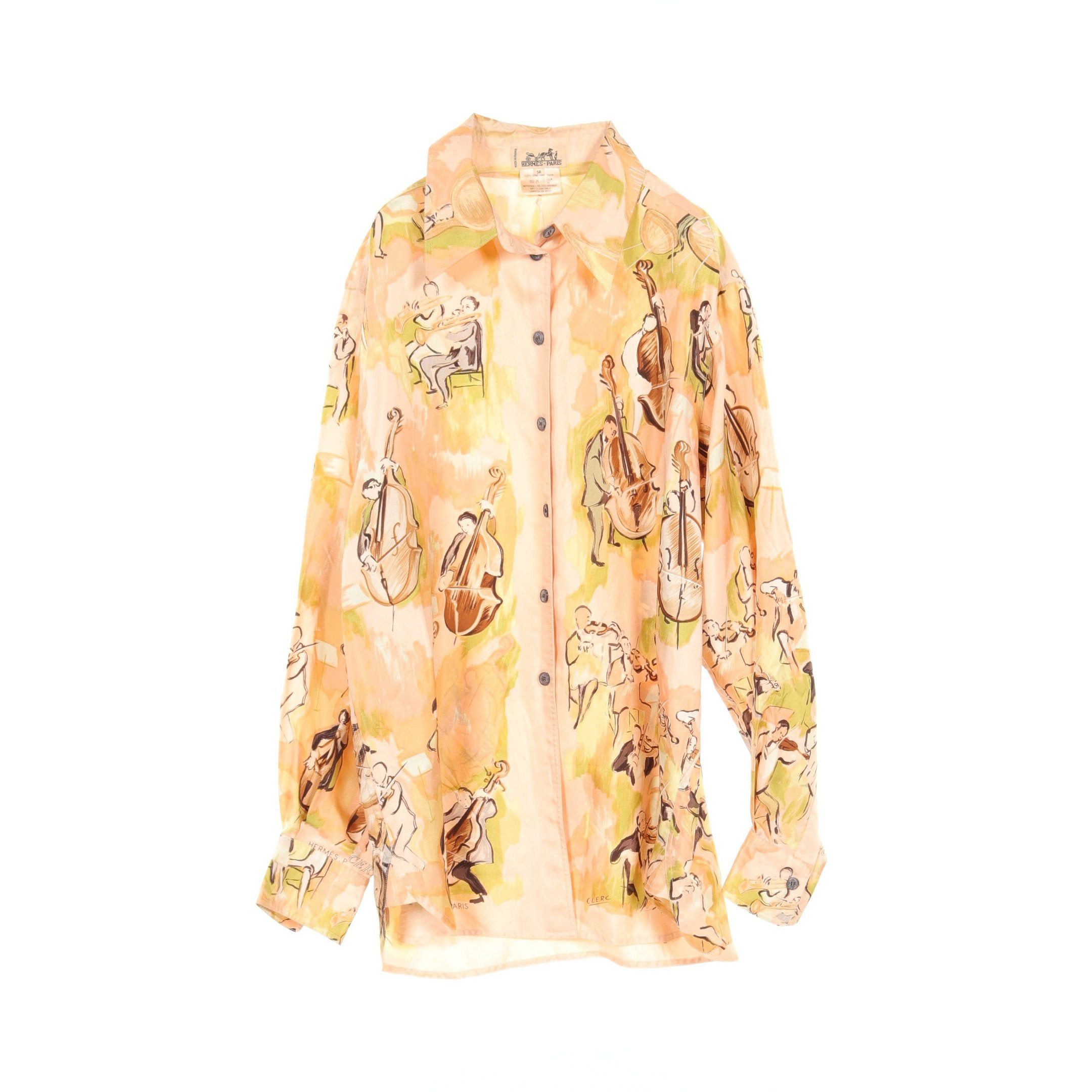 Hermes Hermes Concerto Shirt Silk Beige Multicolor Size ONE SIZE - 1 Thumbnail