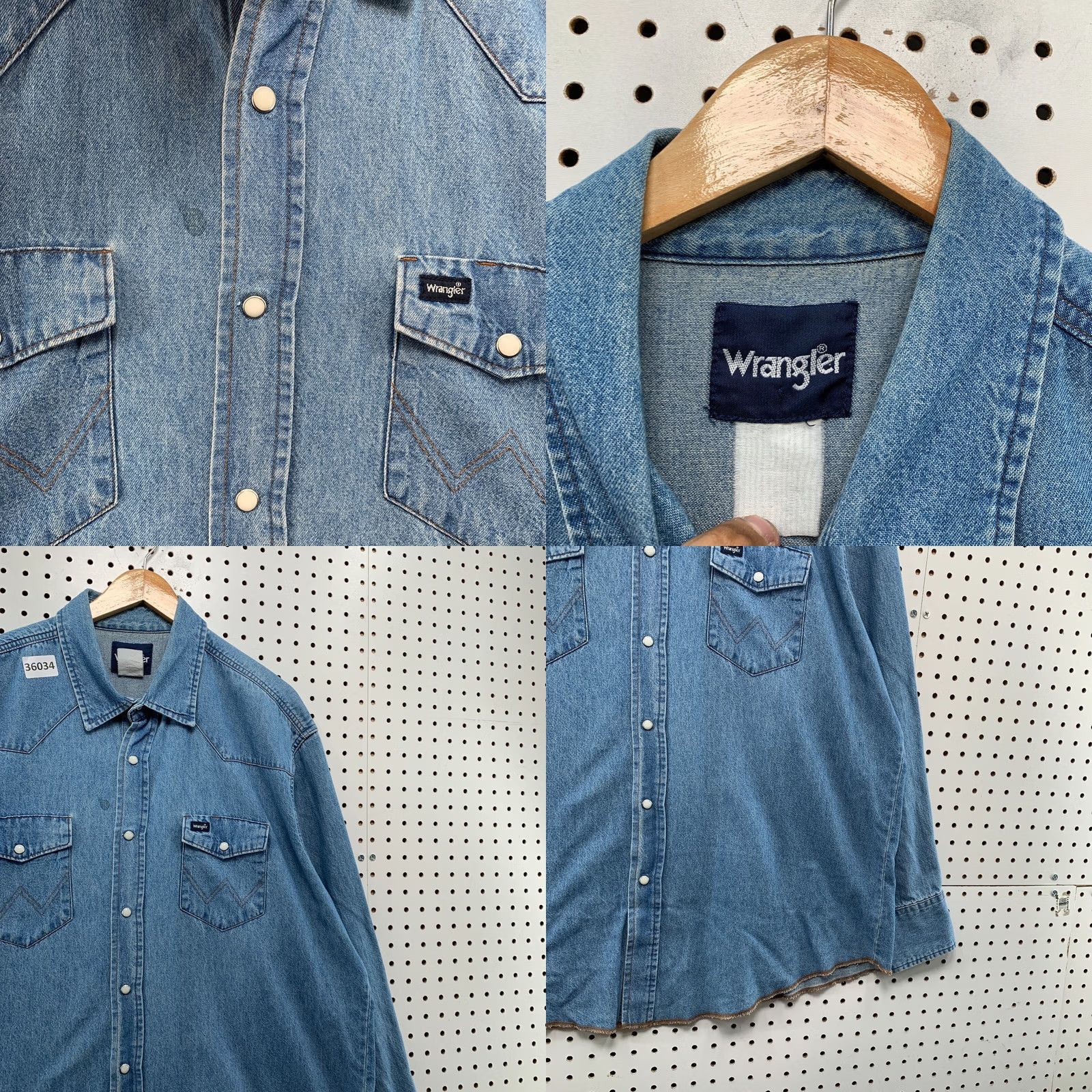 Wrangler VINTAGE Wrangler Denim Pearl Snap Shirt Mens 2XL Western Long Sleeve Blue 28x33 Button-Up Wrangler Wrancher Mens Size US XXL / EU 58 / 5 - 8 Thumbnail