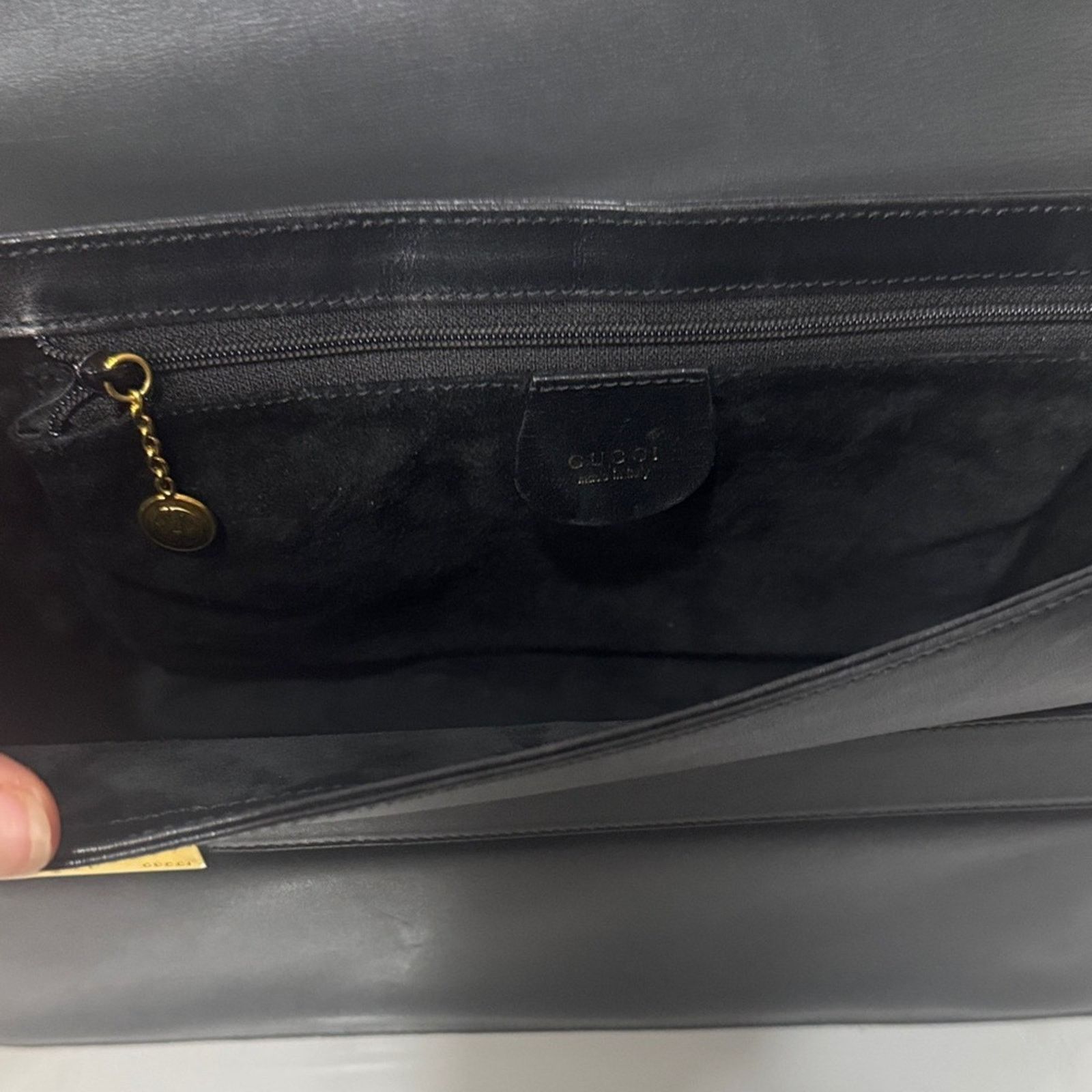 Gucci Gucci Vintage Square G Black Leather Shoulder Bag Size ONE SIZE - 10 Thumbnail