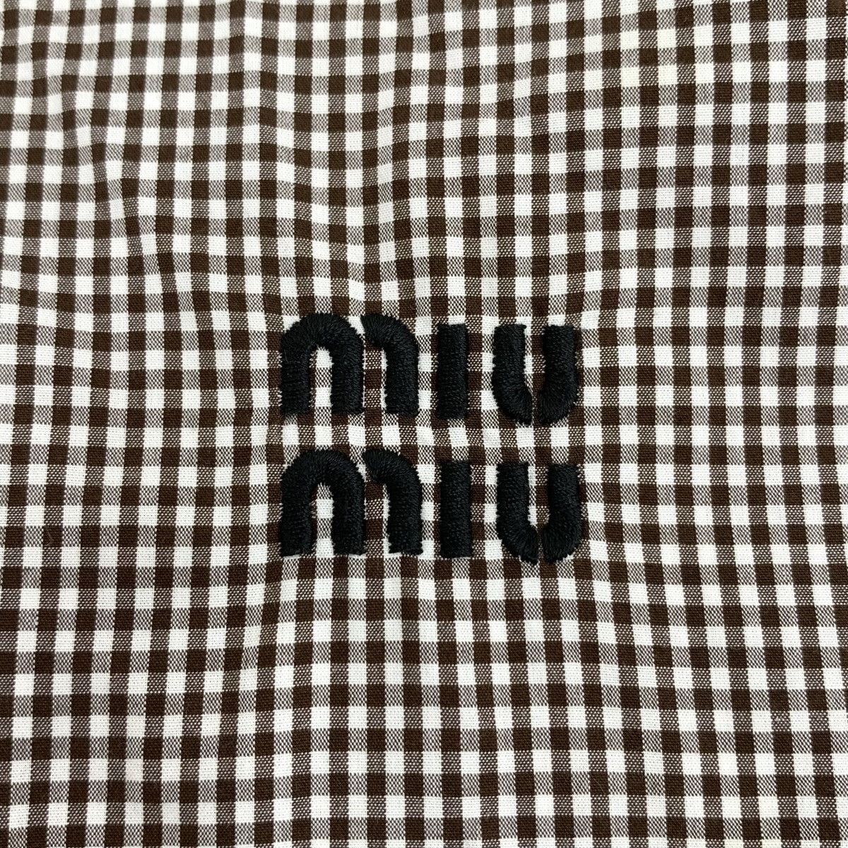 Miu Miu Miu Miu Brown Plaid Long Sleeve Shirt K26WX Size L / US 10 / IT 46 - 5 Thumbnail