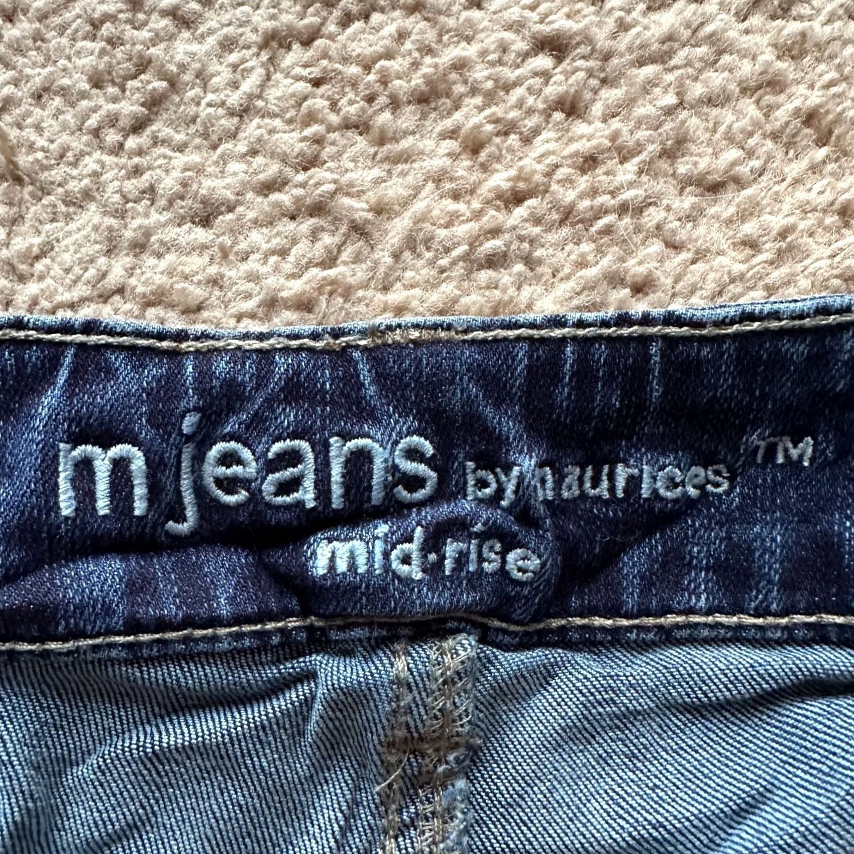 Denime M Jeans Womens 16 Long (36x33) Mid Rise Bootcut Jeans Blue Dark Wash Missing Belt Loops Size 38" / US 16 / IT 52 - 5 Thumbnail