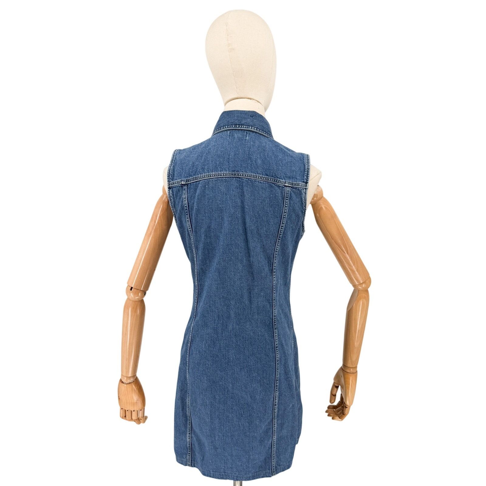 Levi's Levi's Blue 100% Cotton Sleeveless Denim Mini Shirt Dress Size S / US 4 / IT 40 - 5 Thumbnail
