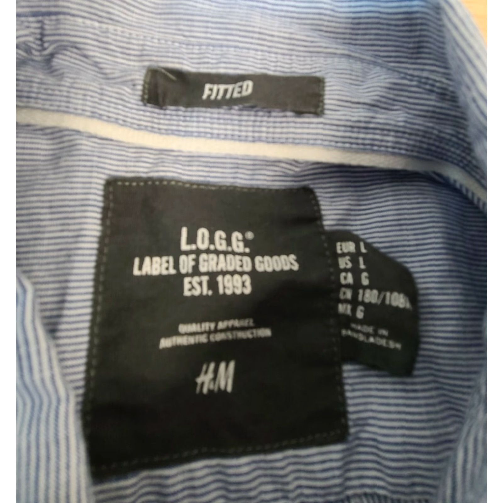 H&M LOGG H&M Button Up Shirt Mens L Navy Long Sleeve Regular Fit 100% Cotton Pocket Size US L / EU 52-54 / 3 - 2 Thumbnail