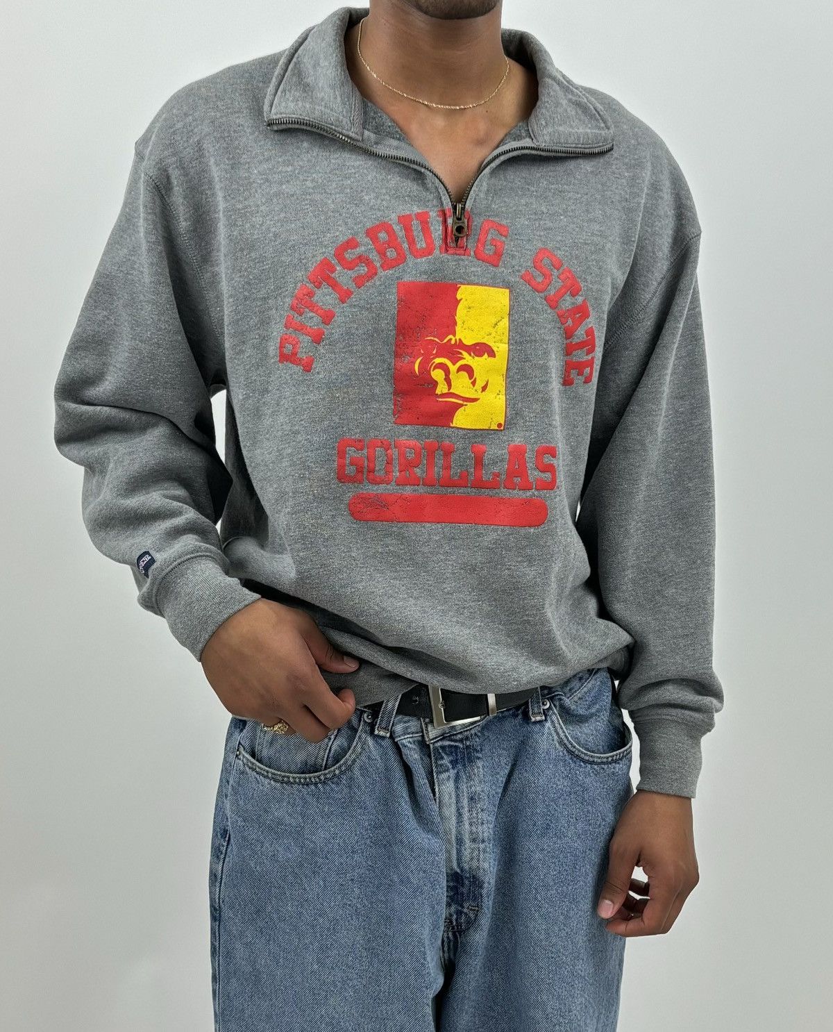 Jansport × Vintage vintage Y2K PITTSBURGH STATE Spellout 1/4 Zip-up pullover Size US L / EU 52-54 / 3 - 2 Thumbnail